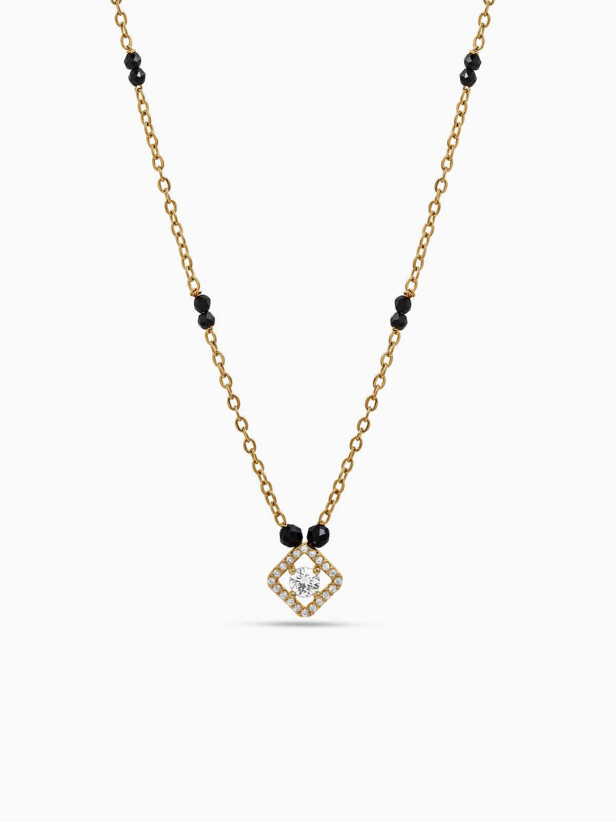 Aashvi Diamond Solitaire 18K Gold Plated Women's Chain Pendant Mangalsutra Necklace