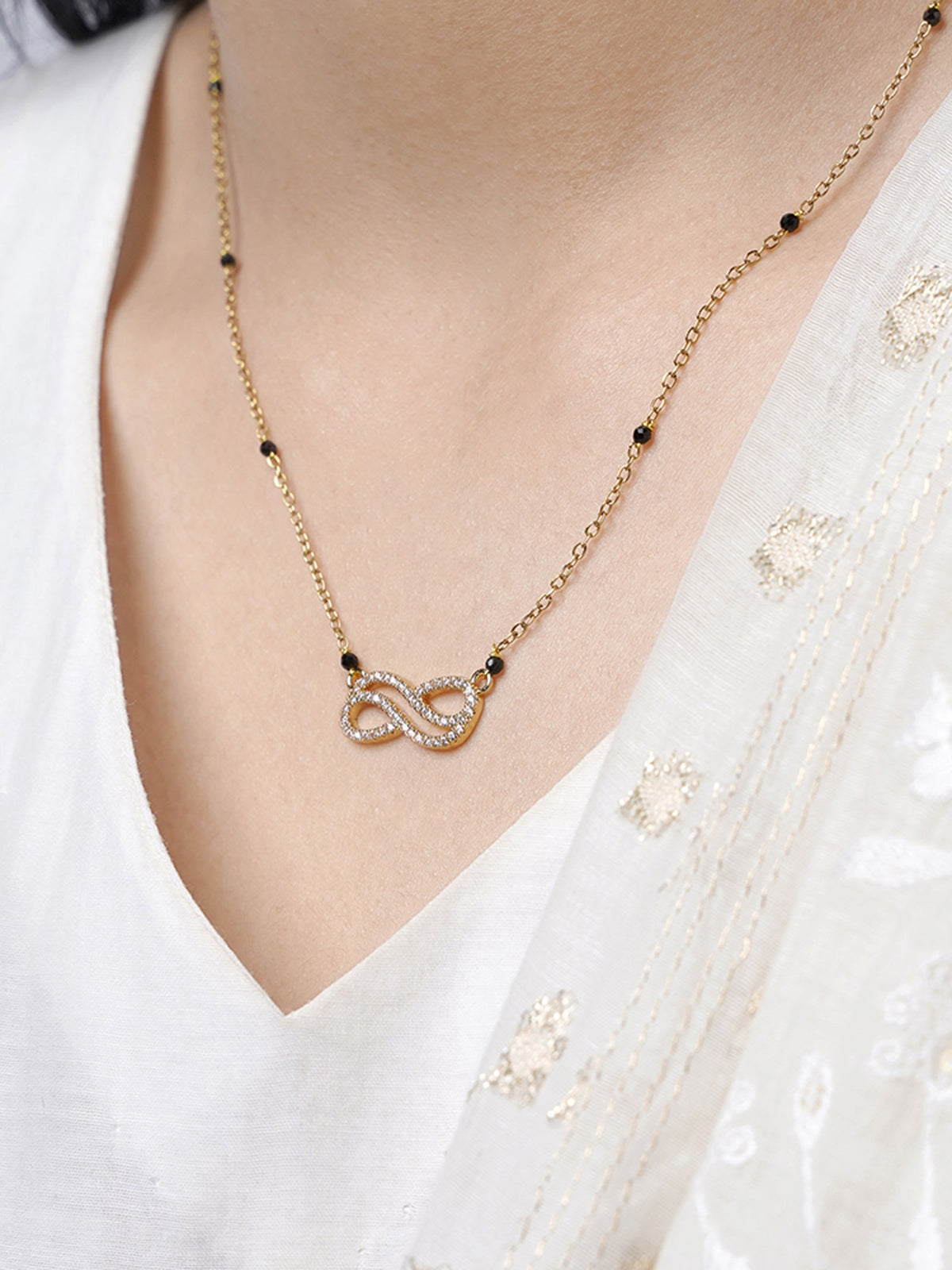 Aavya Infinity Diamond 18K Gold Plated Pendant Mangalsutra