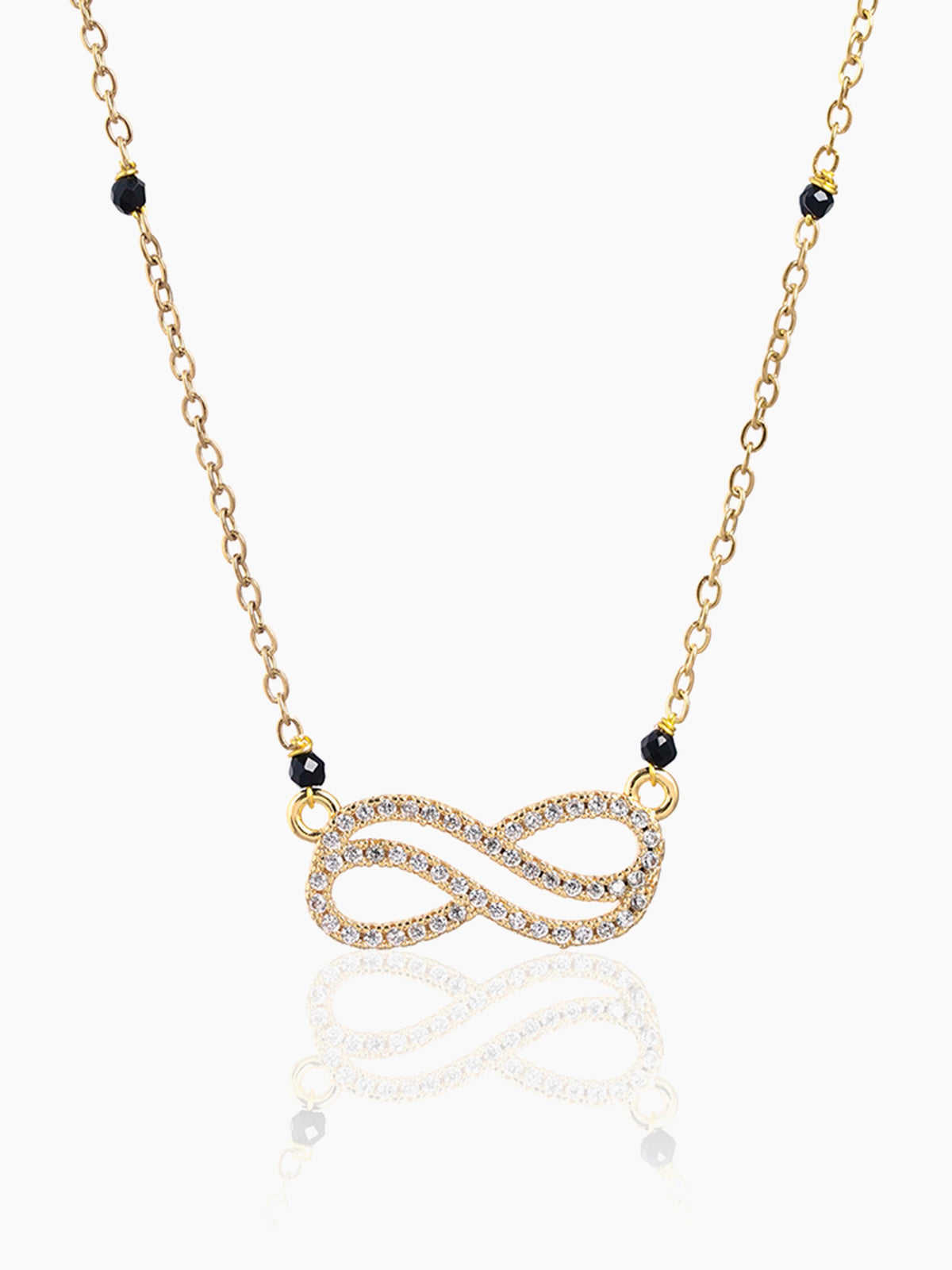 Aavya Infinity Diamond 18K Gold Plated Pendant Mangalsutra