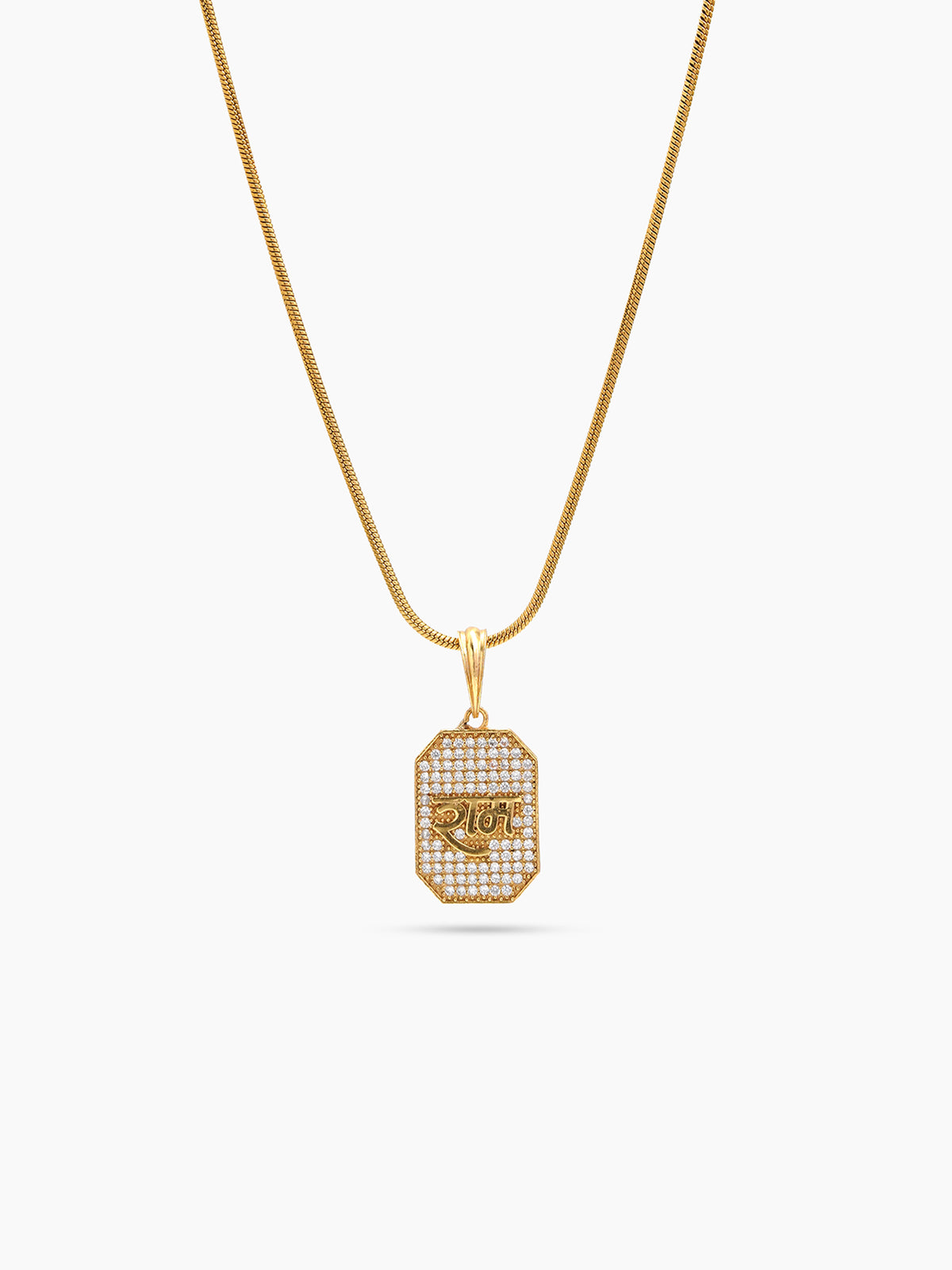 Aayodh Ram Diamond Gold Men's Round Snake Chain Pendant Necklaces