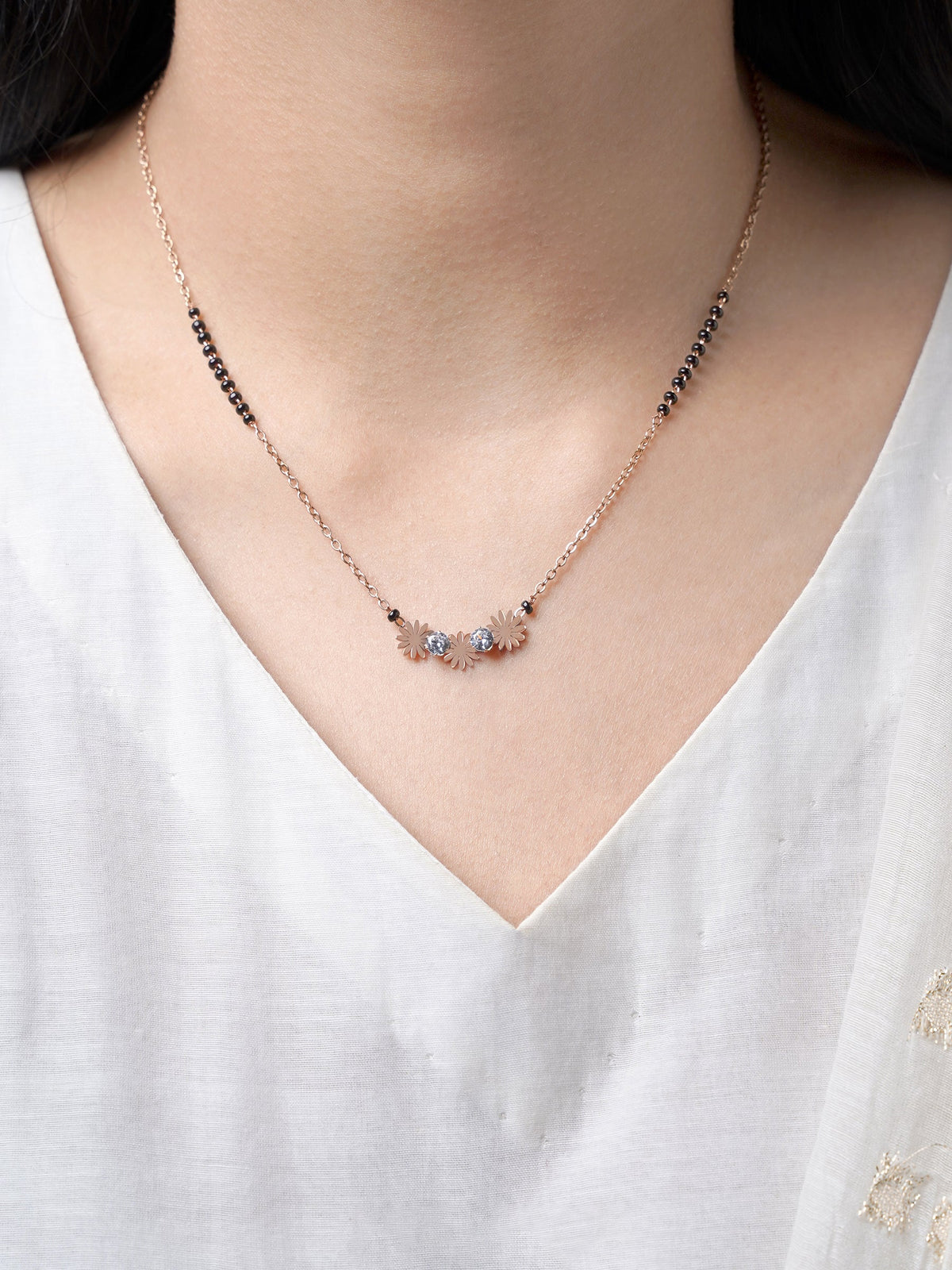 Ahaya Floral Discs Rosegold Plated Mangalsutra