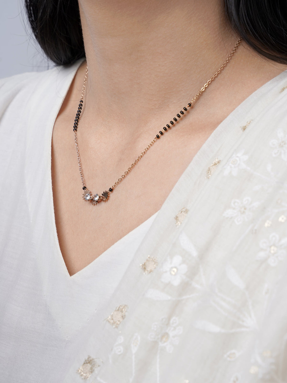 Ahaya Floral Discs Rosegold Plated Mangalsutra