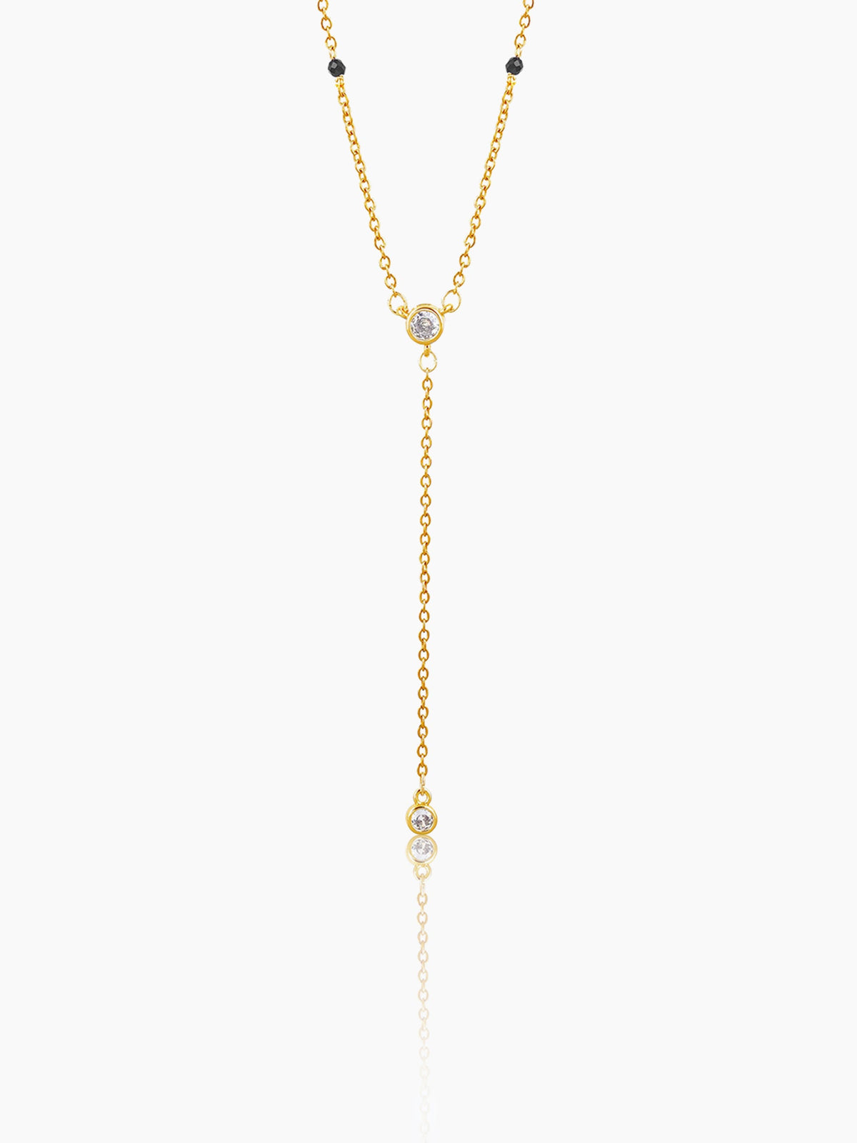 Aleeia Two Bezel Solitaire Y-Drop 18K Gold Plated Pendant Mangalsutra