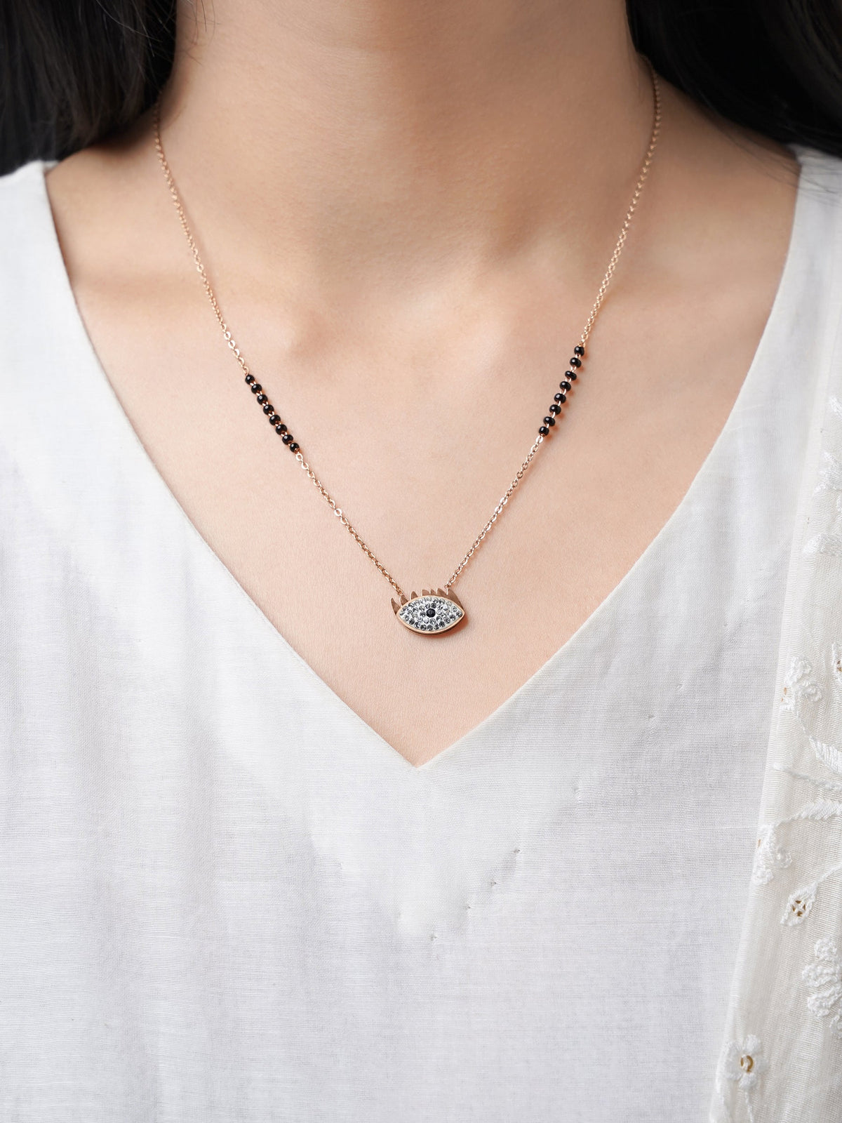 Aliana Eye Rosegold Plated Pendant Mangalsutra