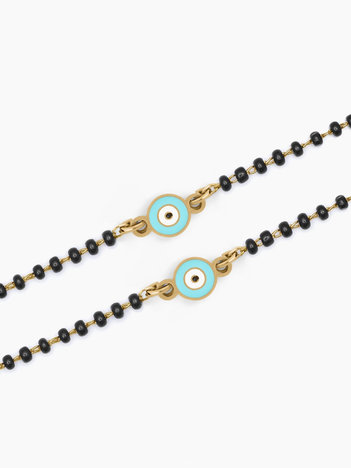 Aqua Evil Eye Charm 18K Gold Plated Kid's Nazariya Bracelet