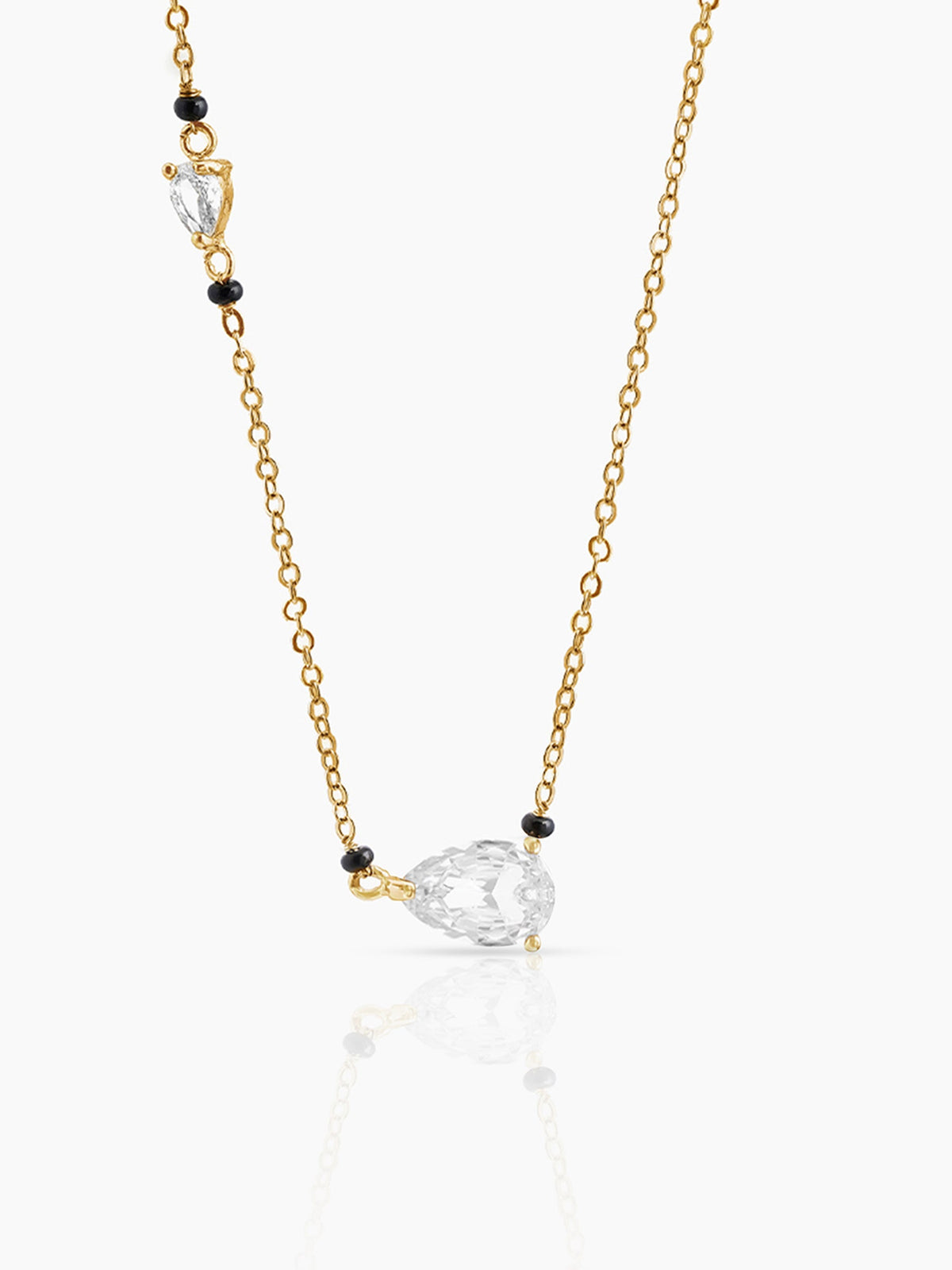 Avanti Pear Solitaire Diamond 18K Gold Plated Mangalsutra