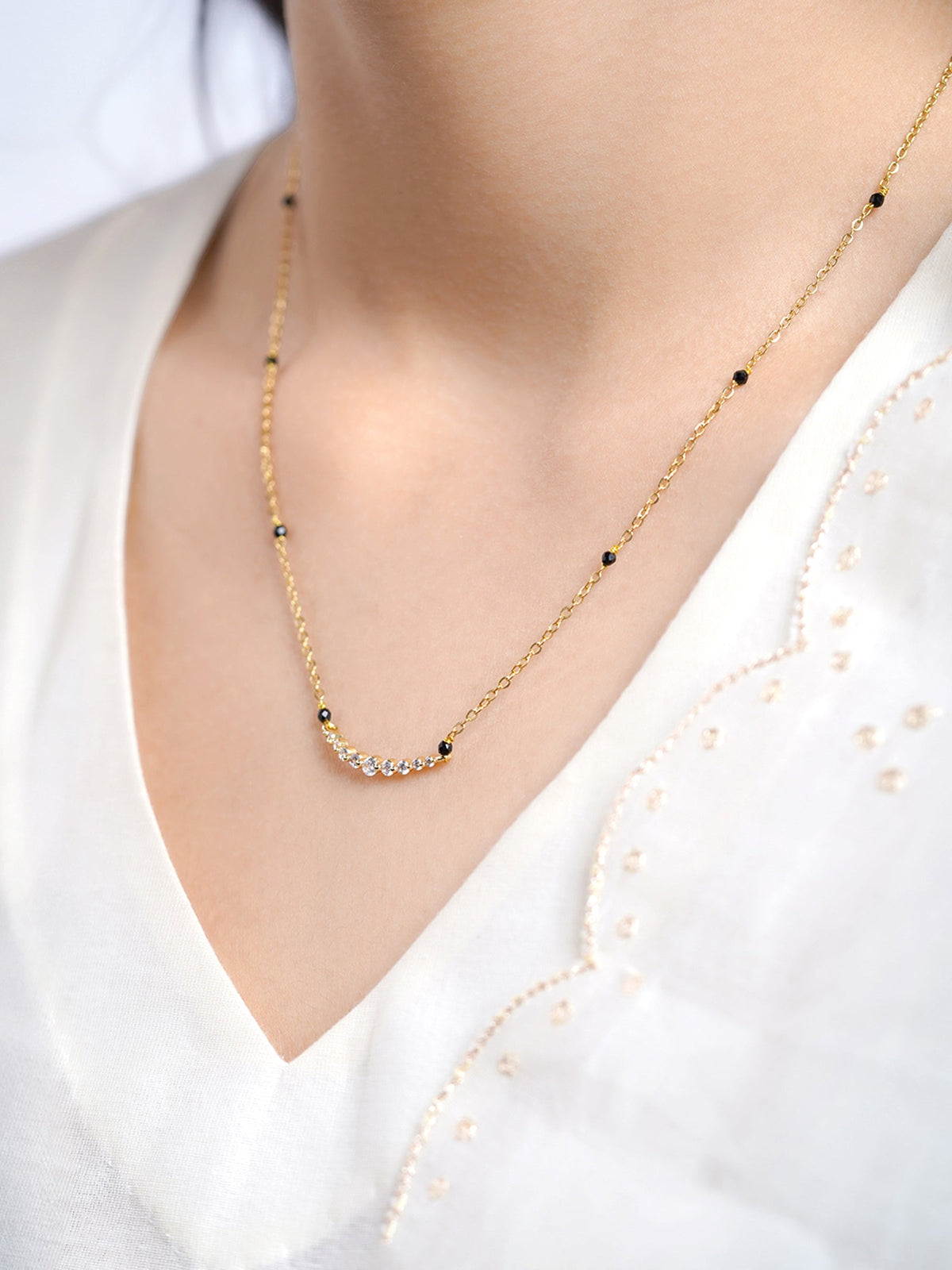 Avina Diamond Bar 18K Gold Plated Mangalsutra
