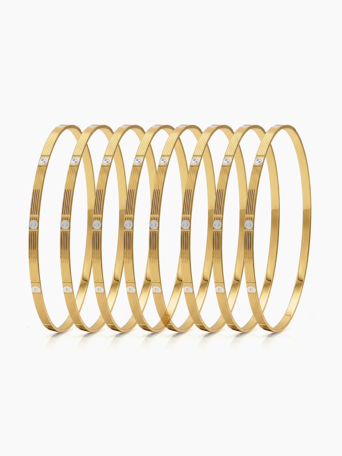 Bhumi Dot Gold Set Of 8 Women's 2/4, 2/6, 2/8 Bangles