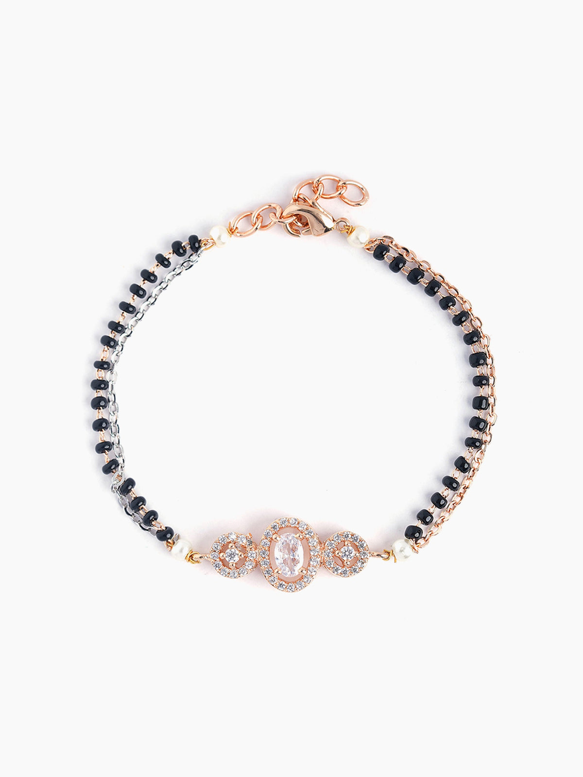 Cali Layered Solitaire Diamond Rosegold Plated Mangalsutra Bracelet