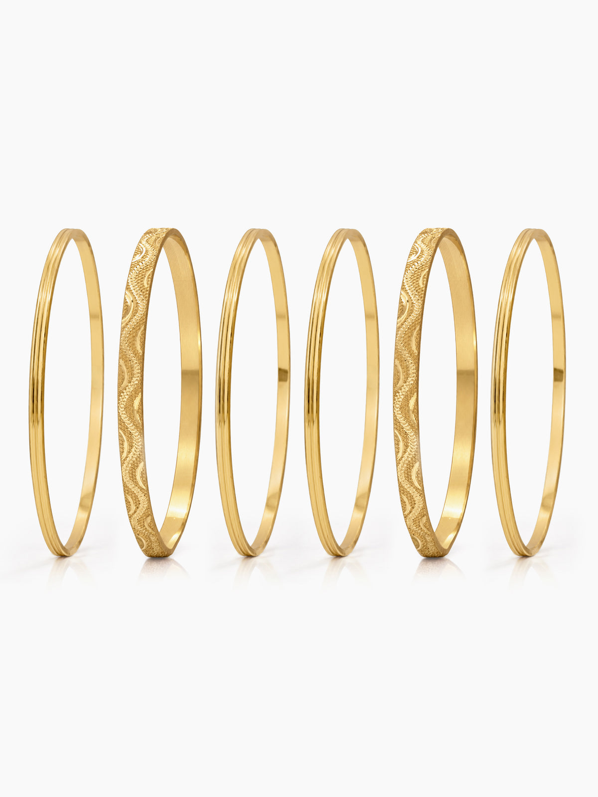 Chitra Textured Gold Women's Bangles (Set Of 6)