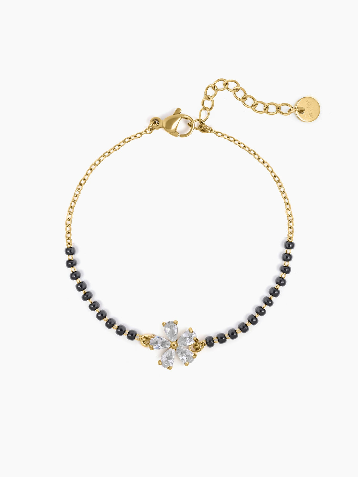 Dayita Floral Diamond Mangalsutra 18K Gold Plated Bracelet
