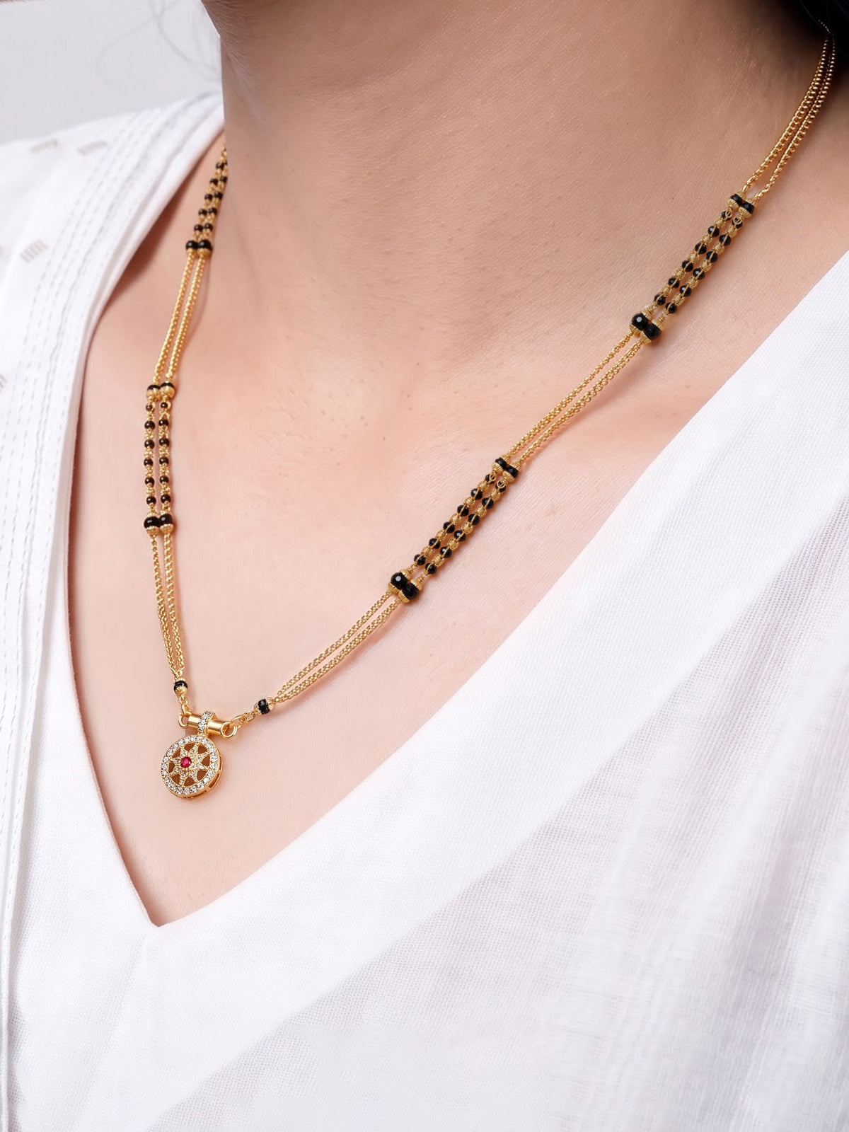 Devanshi Chakra Diamond Gold Women's Mangalsutra Necklace