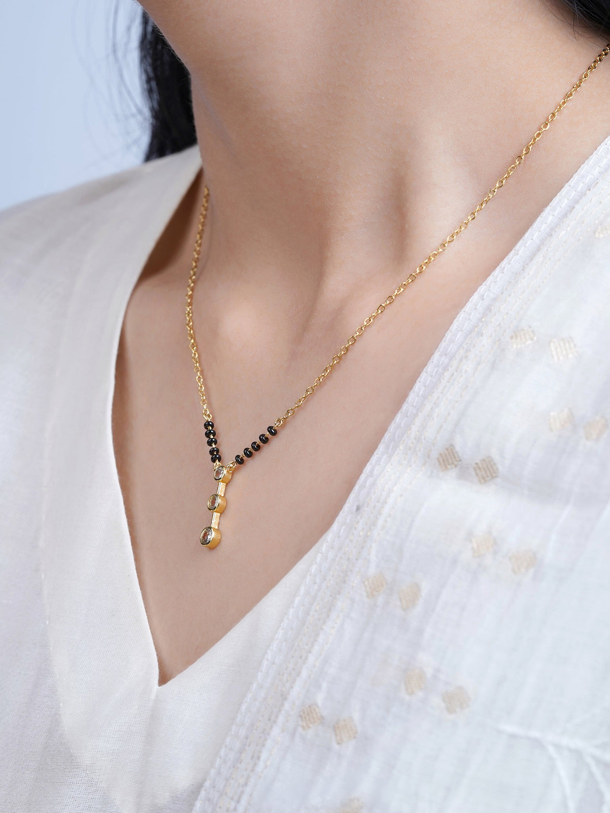 Devika Trio Diamond Drop 18K Gold Plated Mangalsutra