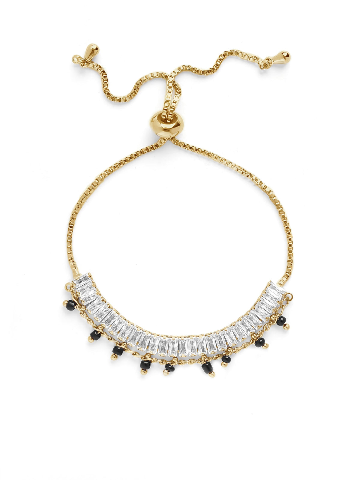 Dia Baguette Layered Stone 18K Gold Plated Mangalsutra Bracelet