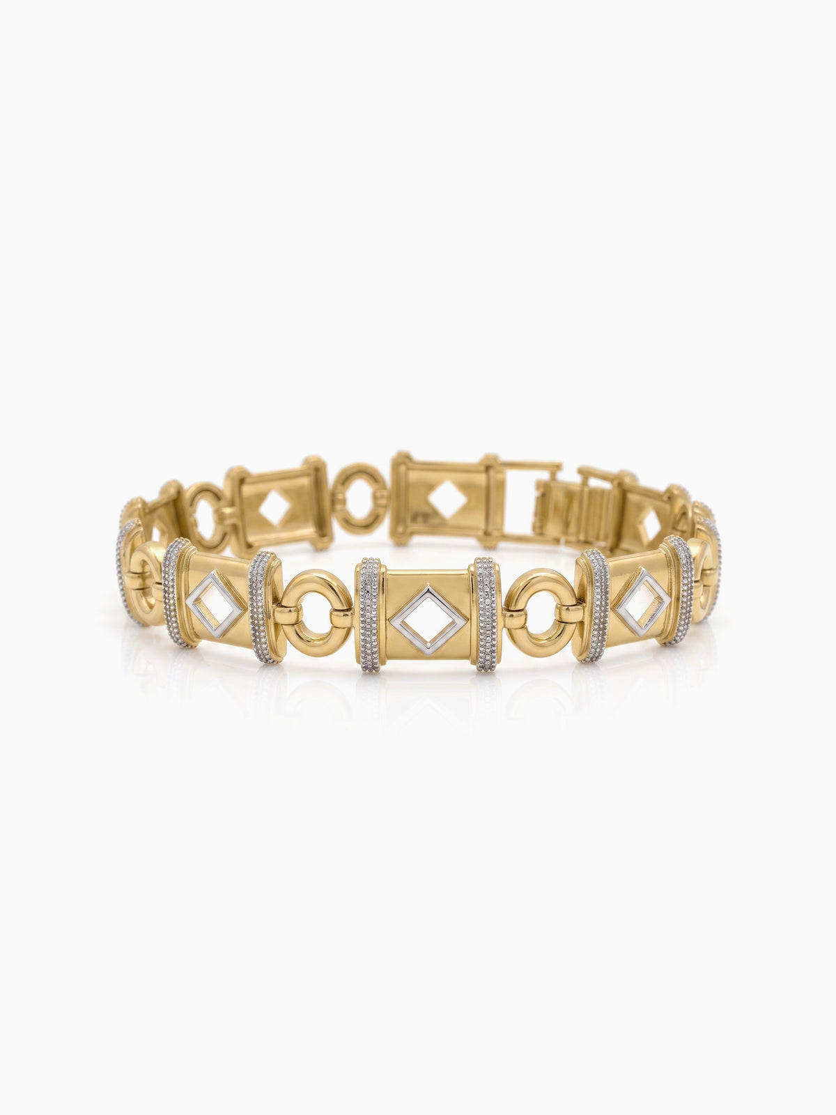 Ekansh Geometric Textured Link 18K Gold Plated - Silver Men's Chain Loose Bracelets