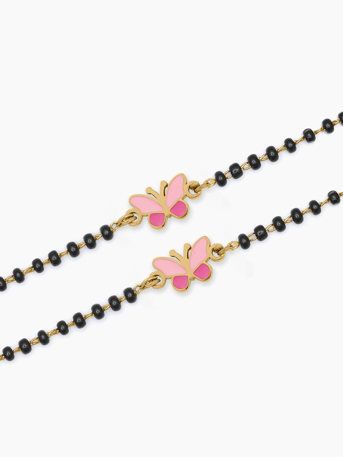 Fluffy Pink Butterfly Charm 18K Gold Plated Kid's Nazariya Bracelet