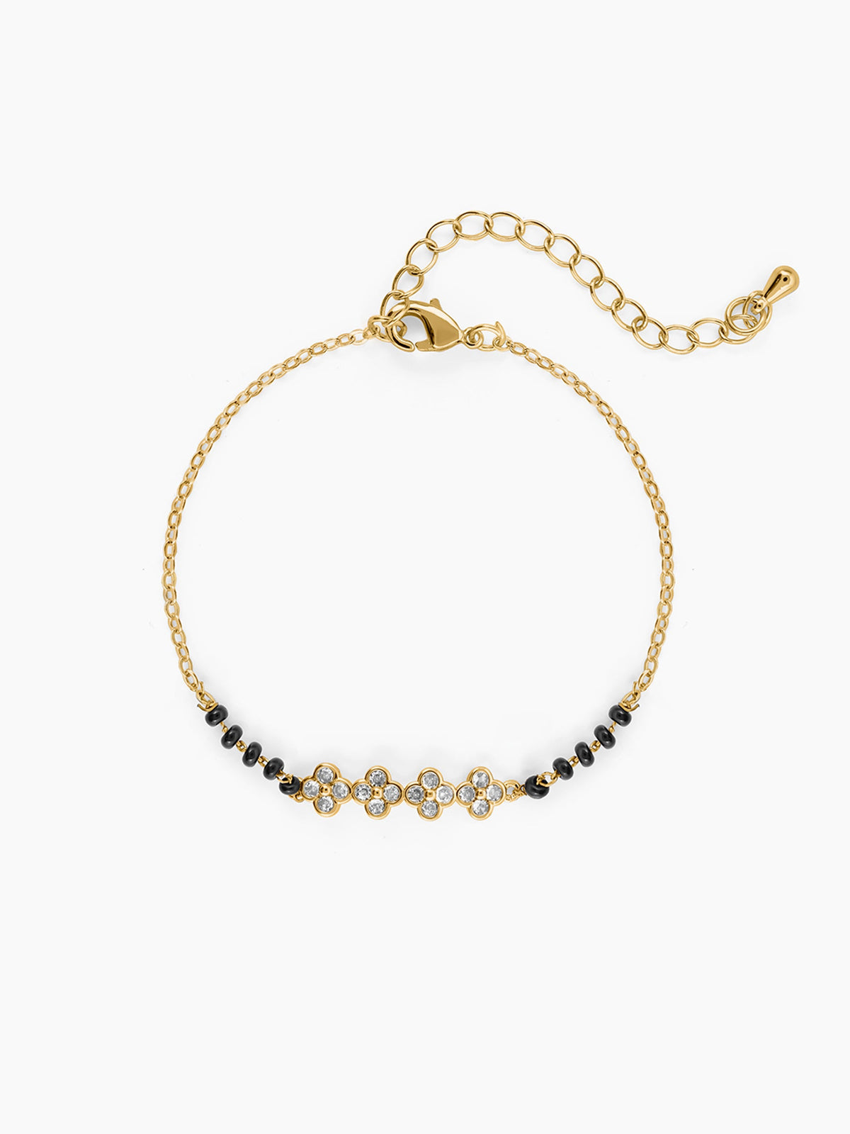 Harini Cluster Floral Motifs Charms 14K Gold Plated Mangalsutra Bracelet