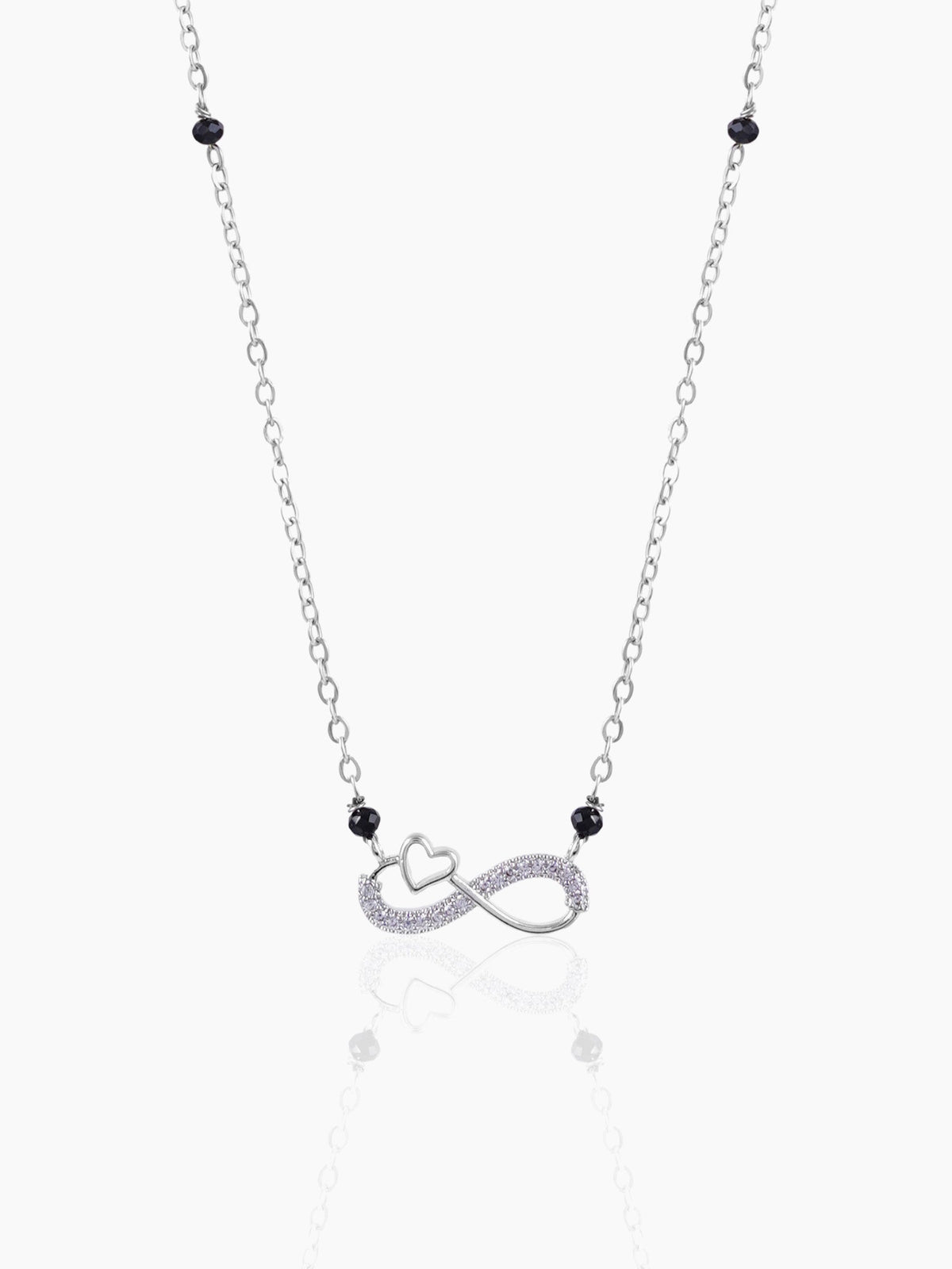 Infinity Heart Shaped Diamond Silver Mangalsutra