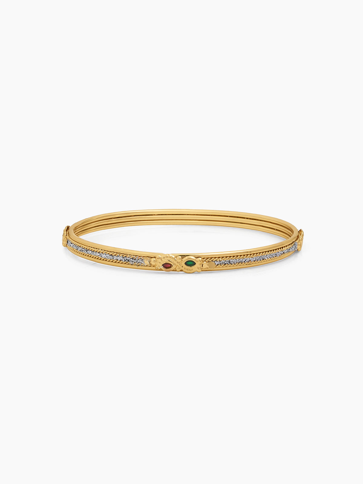 Ishvika Pink - Green Motif Gold Set Of 2 Women's 2/4, 2/6, 2/8 Bangles