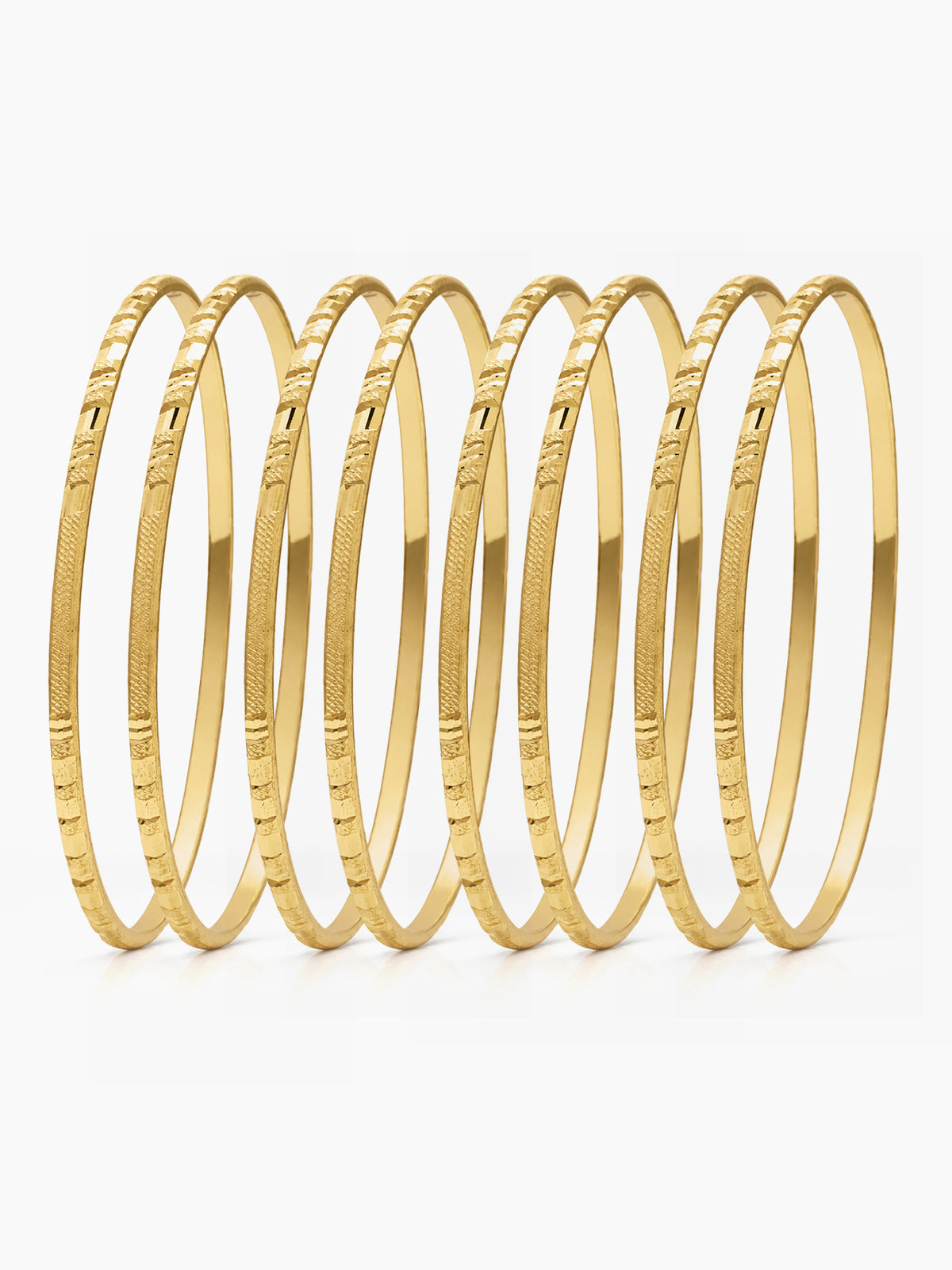 Jivika Textured Gold Set Of 8 Women's 2/4, 2/6, 2/8 Bangles