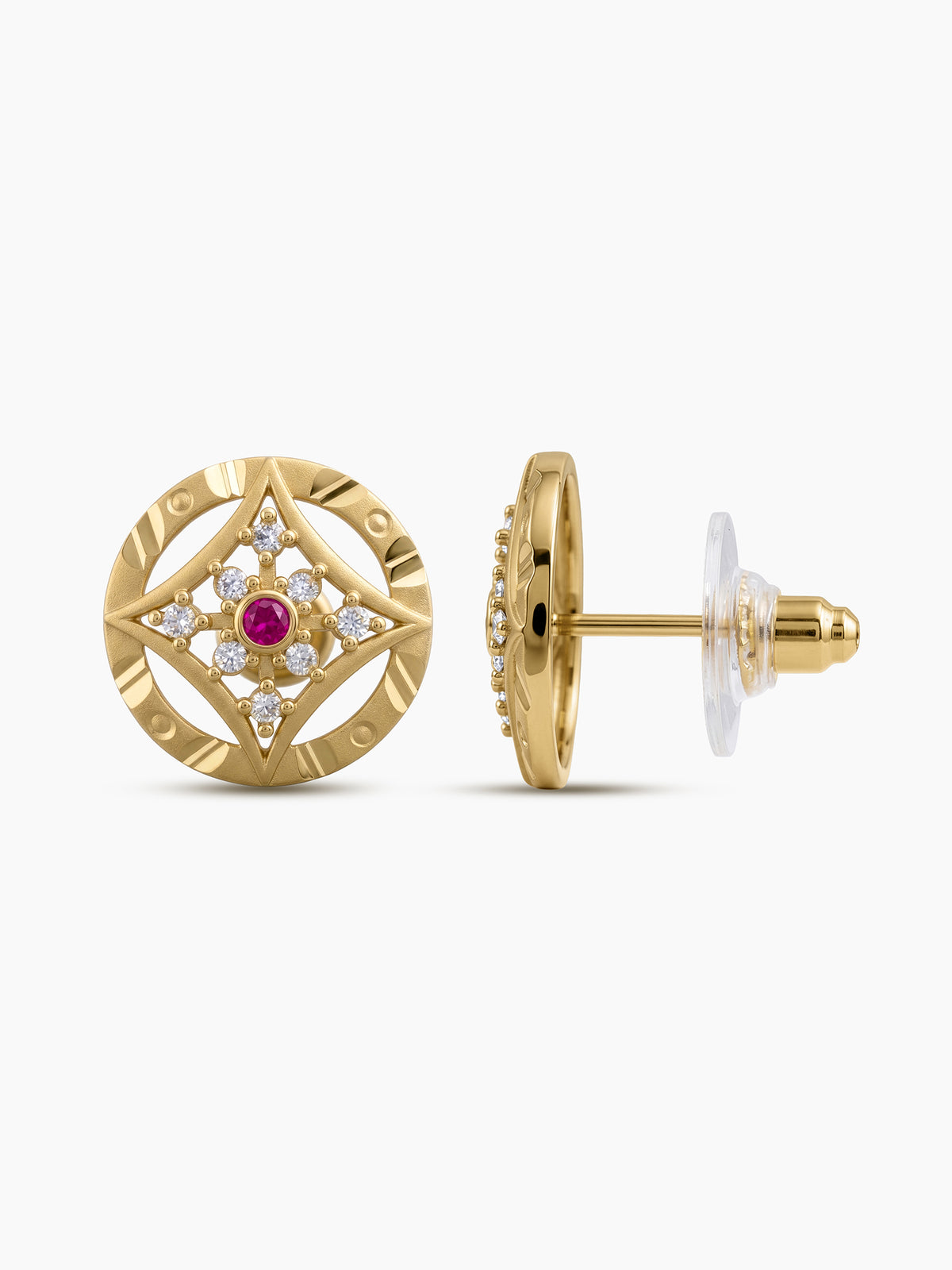 Kashika Clover Diamond Gold Women's Stud Earrings