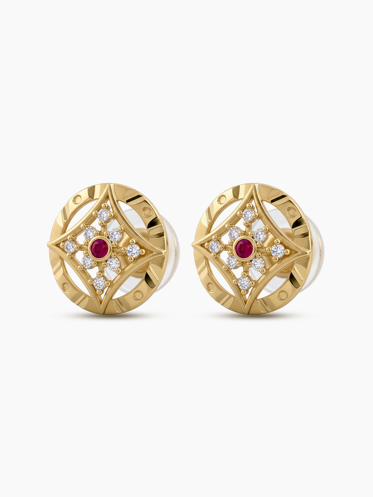 Kashika Clover Diamond Gold Women's Stud Earrings