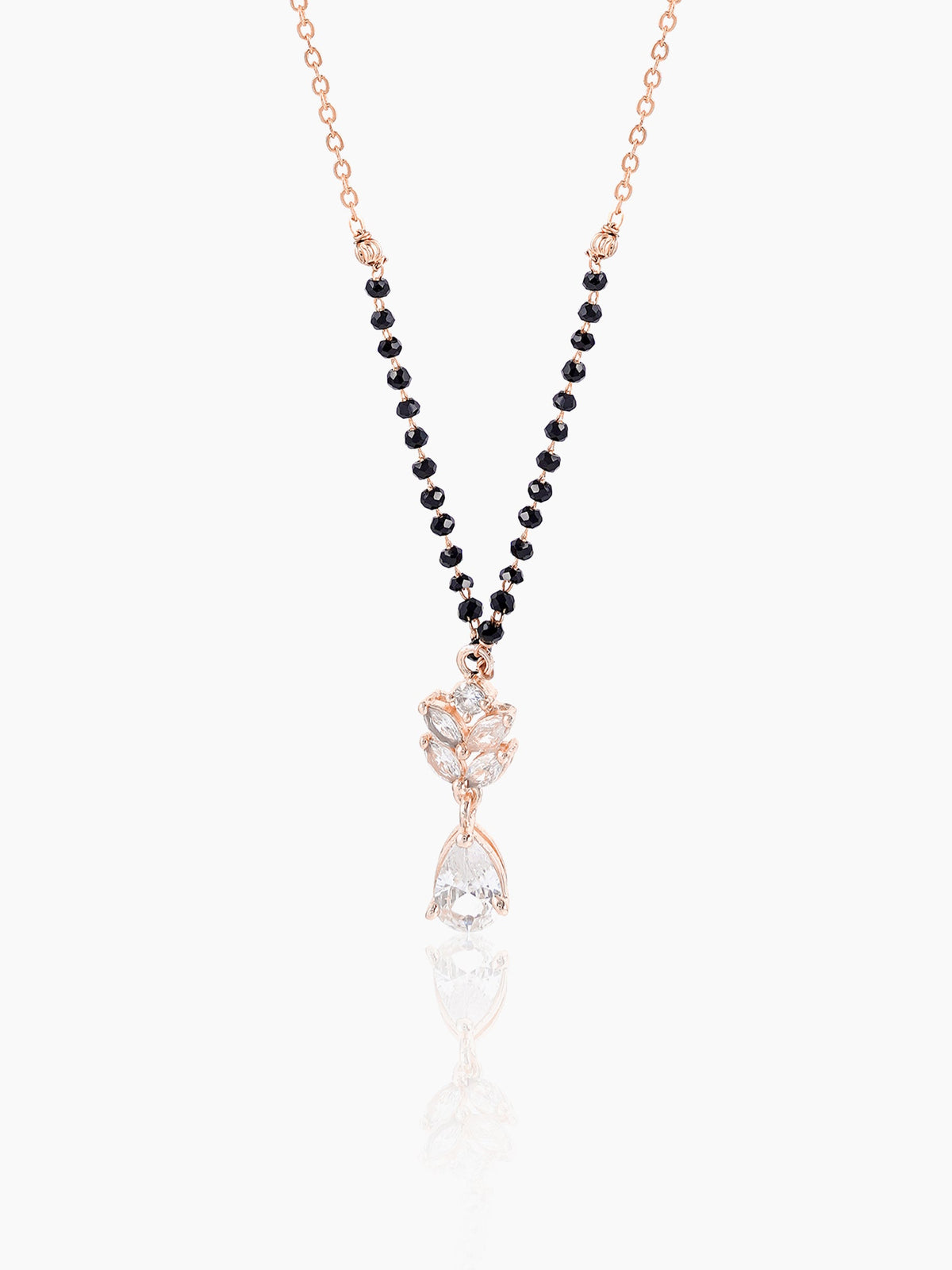 Kasturi Diamond Drop Solitaire Rosegold Plated Mangalsutra