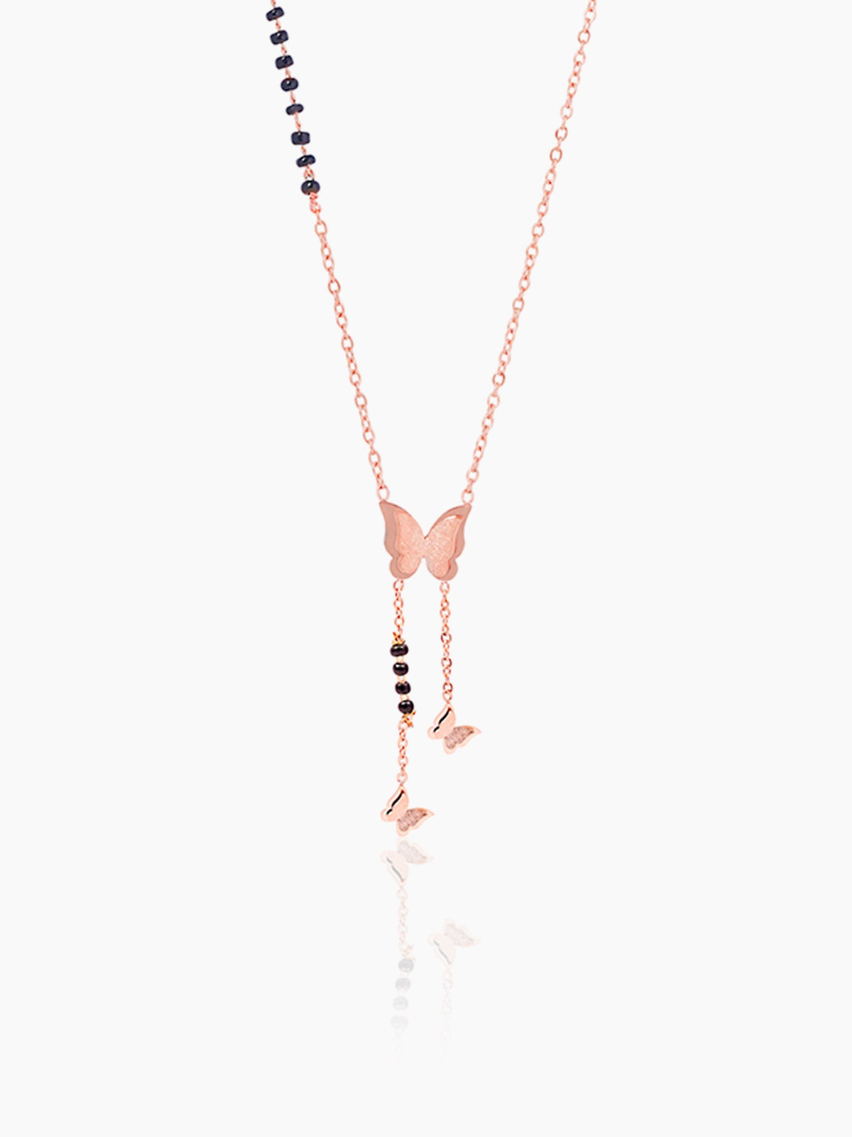 Kavya Butterfly Charm Rosegold Plated Pendant Mangalsutra