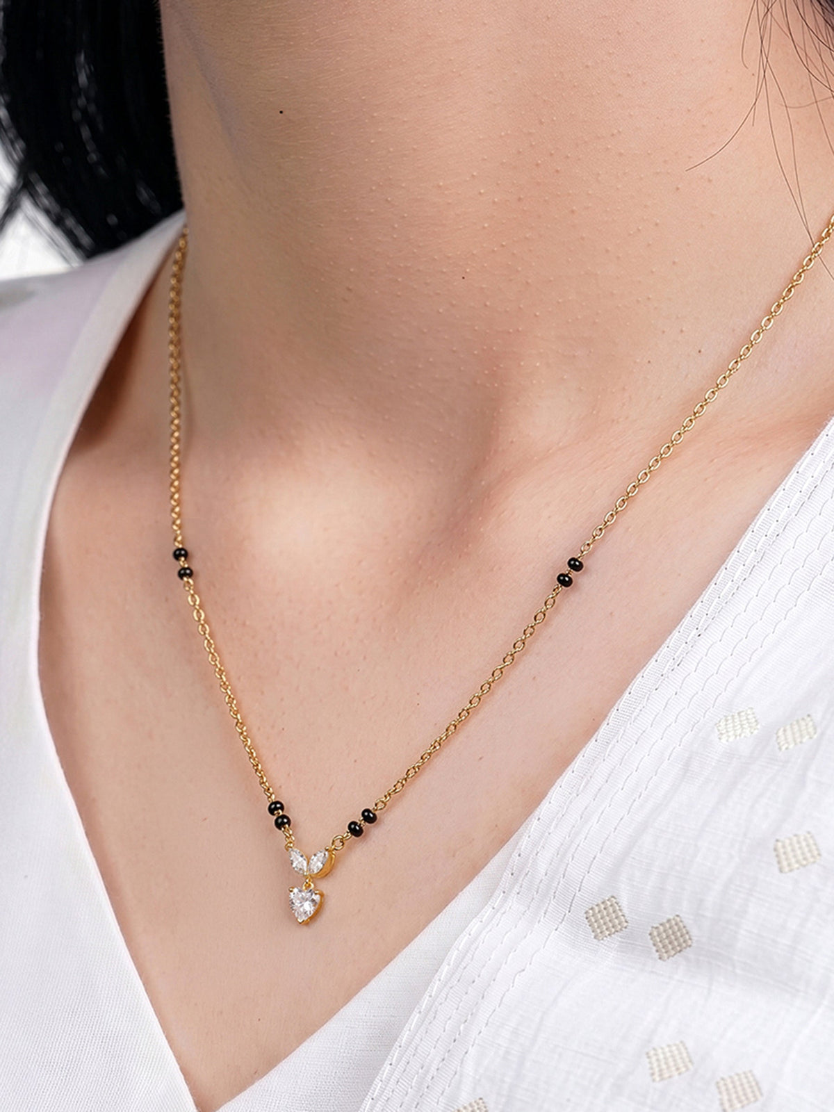 Kireya Solitaire Heart 18K Gold Plated mangalsutra