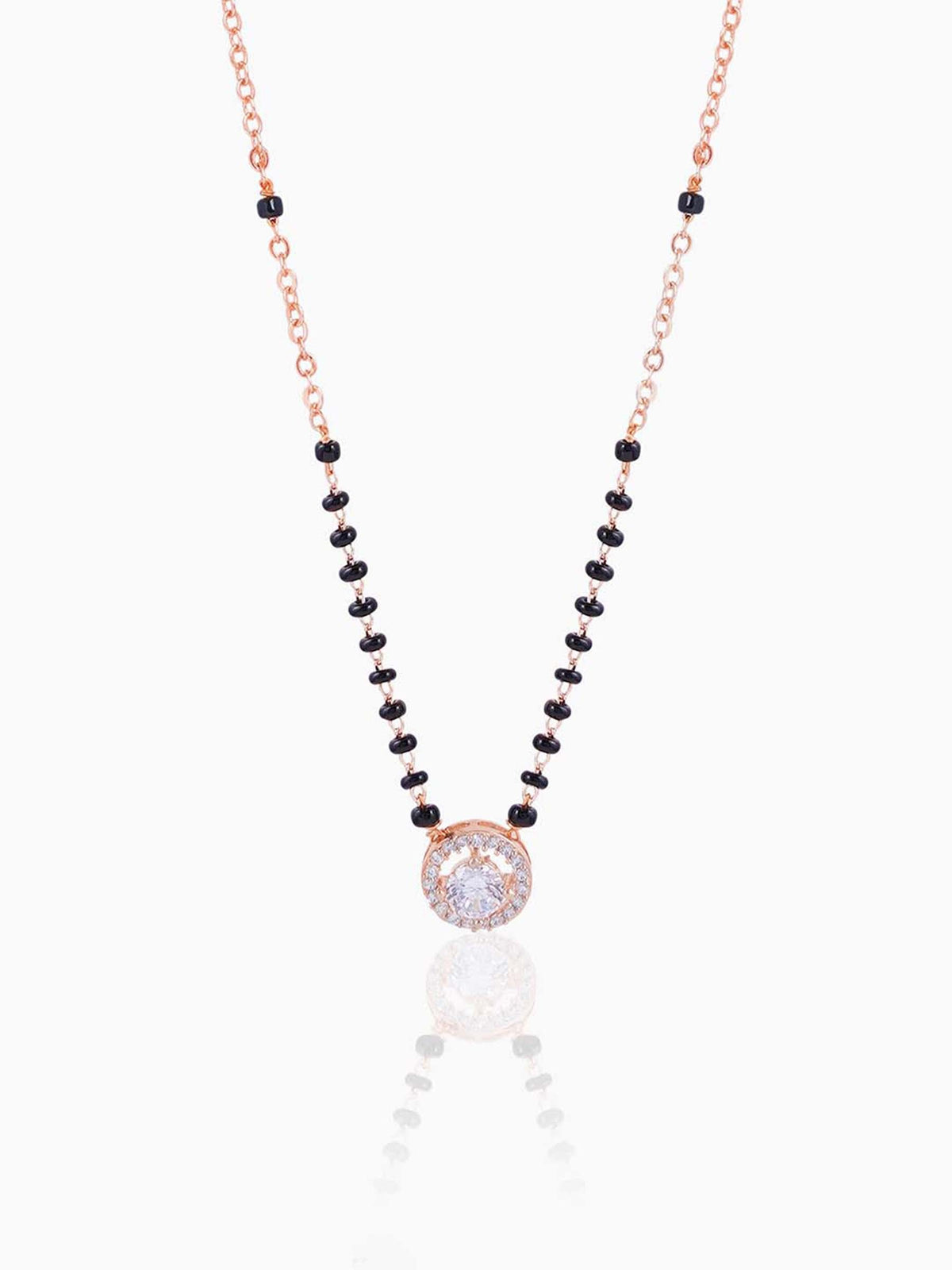 Lisa Circular Diamonds Rosegold Plated Pendant Mangalsutra