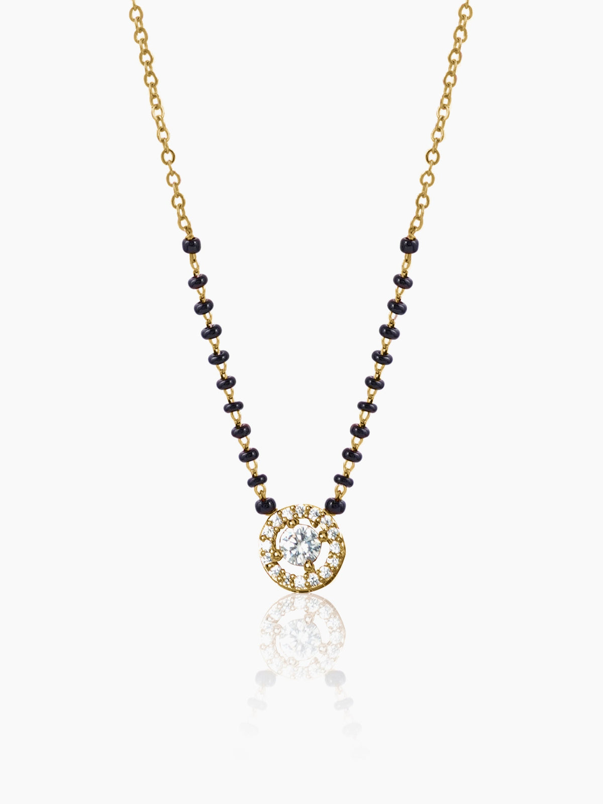 Lisa Circular Diamonds 18K Gold Plated Pendant Mangalsutra