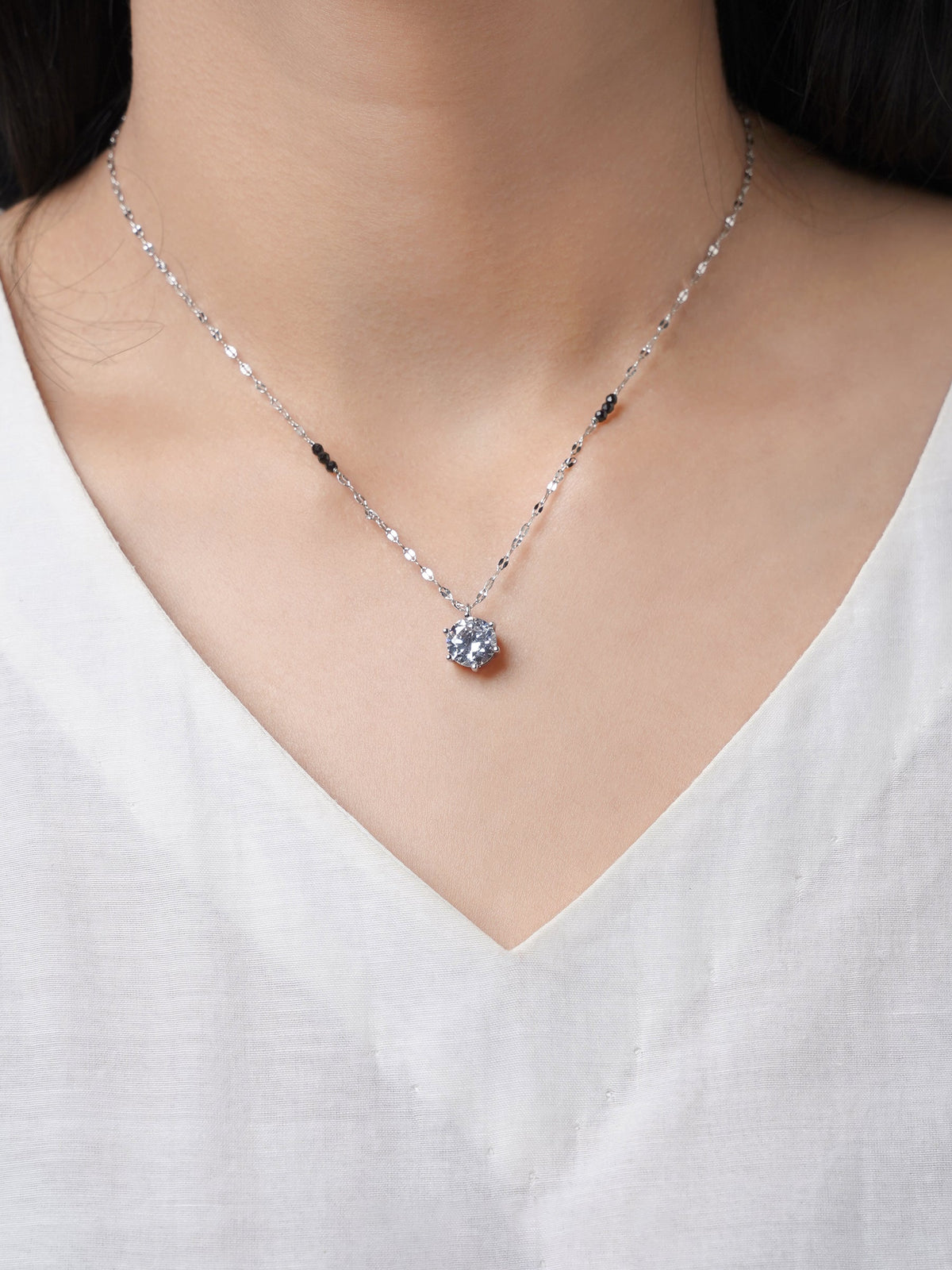 Madan Diamond Solitaire Silver Mangalsutra