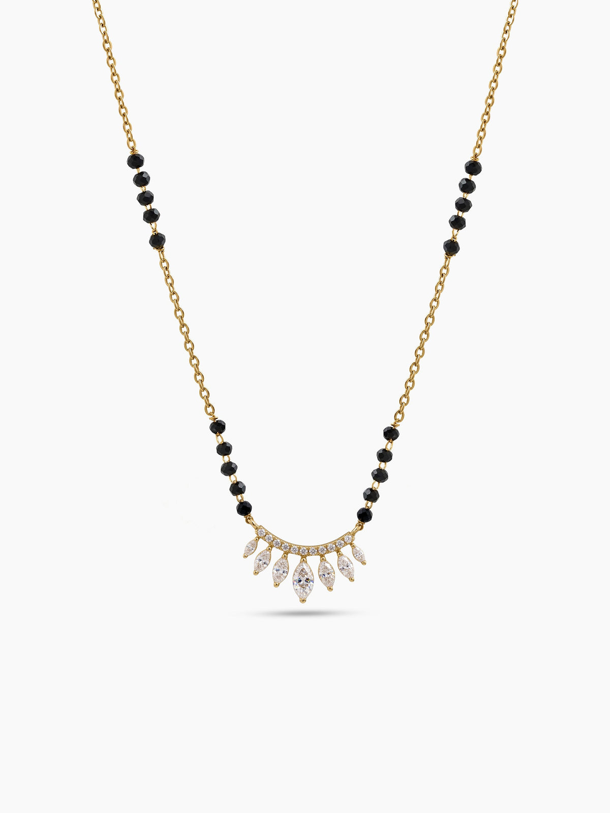 Maitri Marquise Diamond 18K Gold Plated Women's Chain Pendant Mangalsutra Necklace