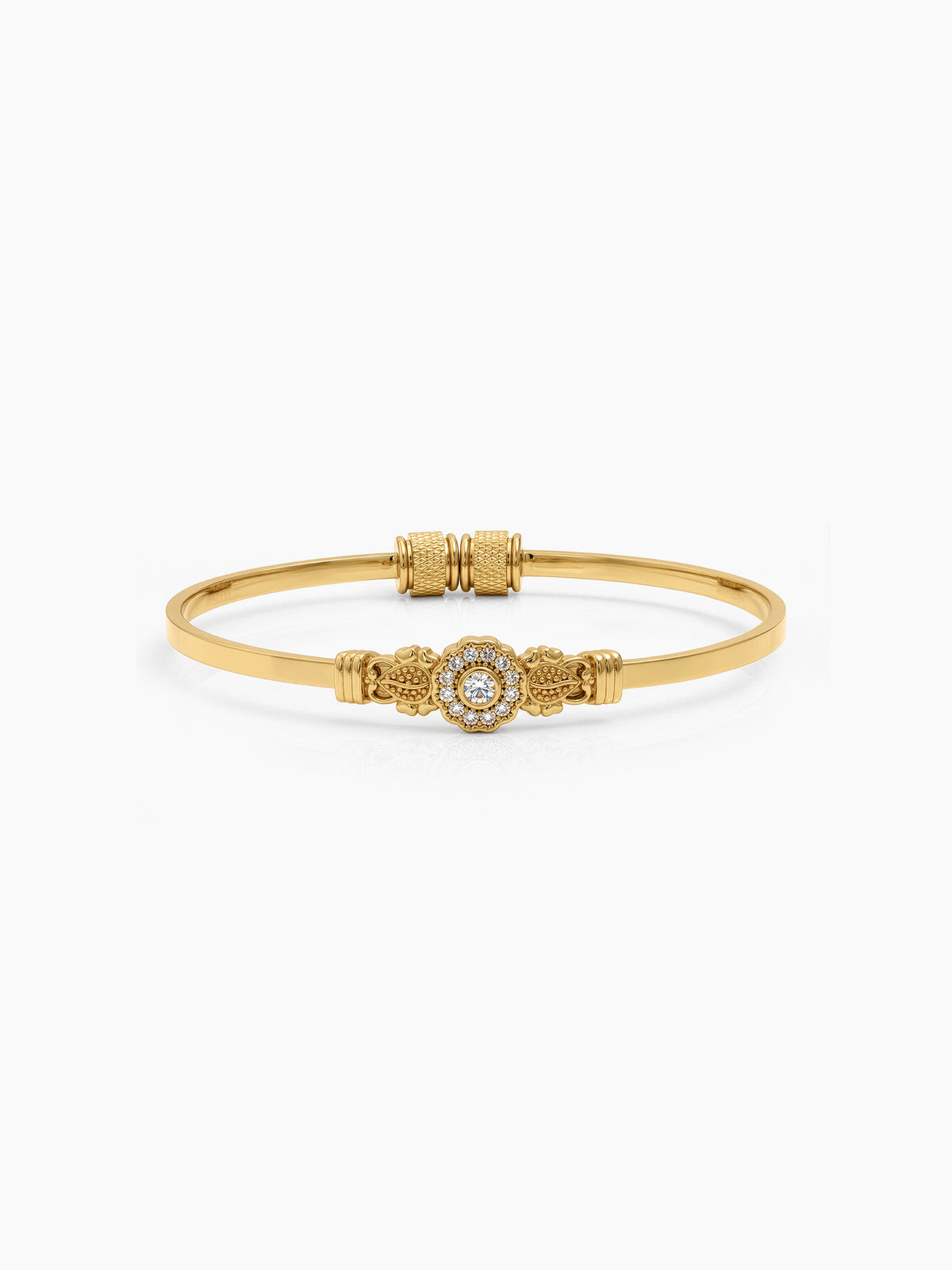 Mayuri Round Halo Leaf Diamond Gold Set Of 2 Women's 2/4, 2/6, 2/8 Cuff Bangles