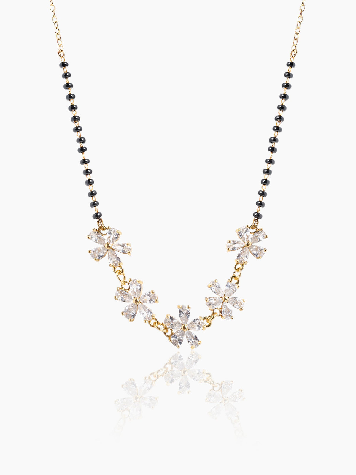Meher Floral Clusters Diamond 18K Gold Plated Mangalsutra