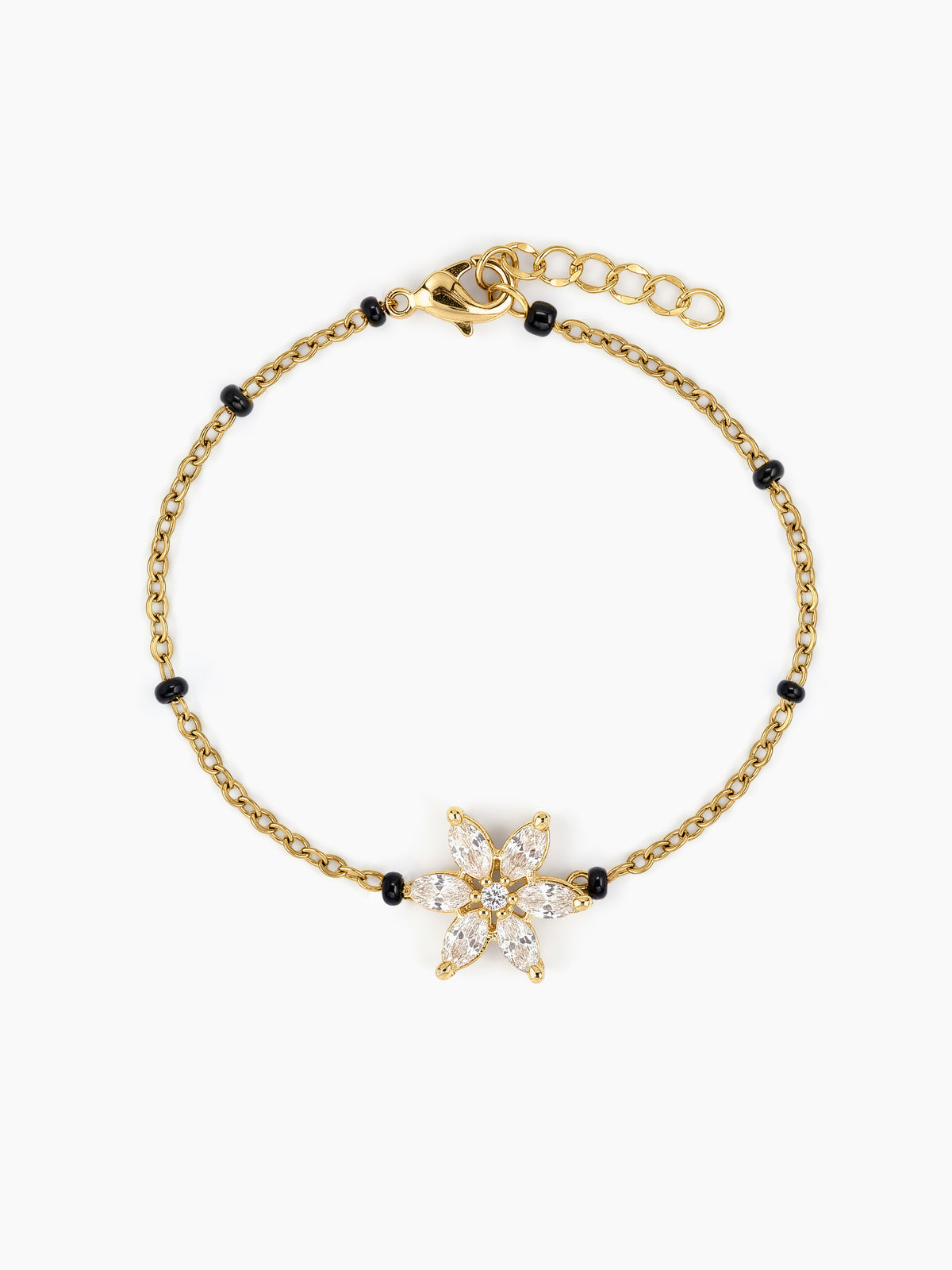 Mishani Marquise Diamond Floral 18K Gold Plated Women's Mangalsutra Bracelets