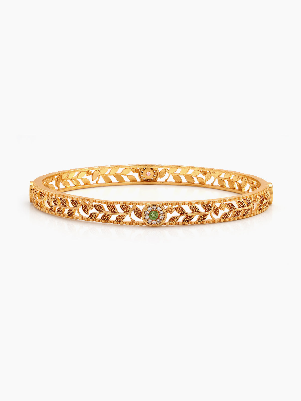 Mrinal Green Pink Diamond Texture Gold Set Of 2 Women's 2/4, 2/6, 2/8 Bangles