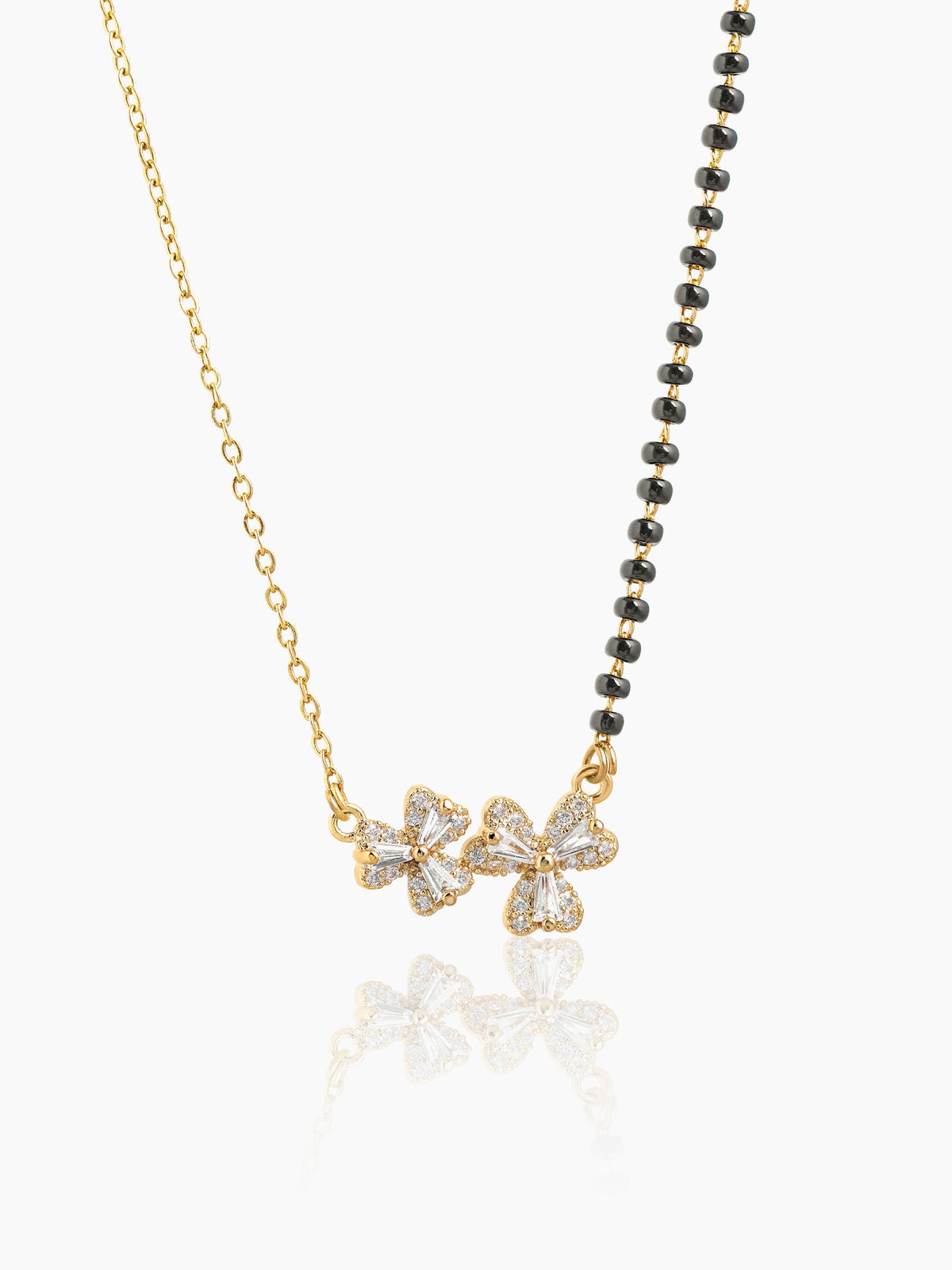 Myra Heart Flower Diamond Motifs 18K Gold Plated Mangalsutra