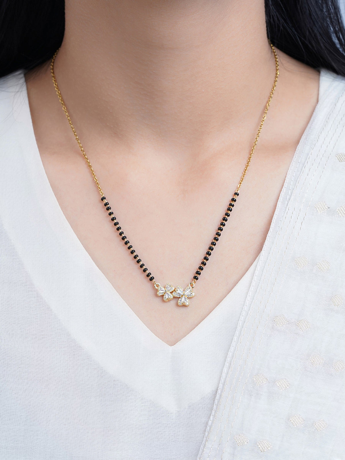 Naisha Diamond Heart Flower Clover 18K Gold Plated Mangalsutra