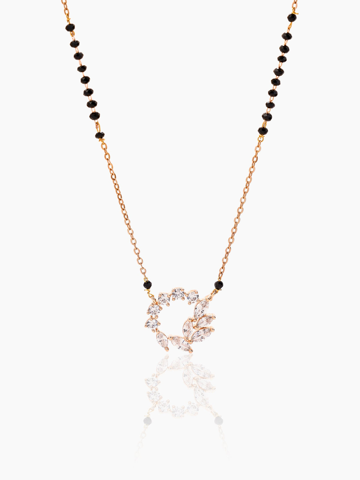 Neer Sparkling White Diamond Rosegold Plated Mangalsutra