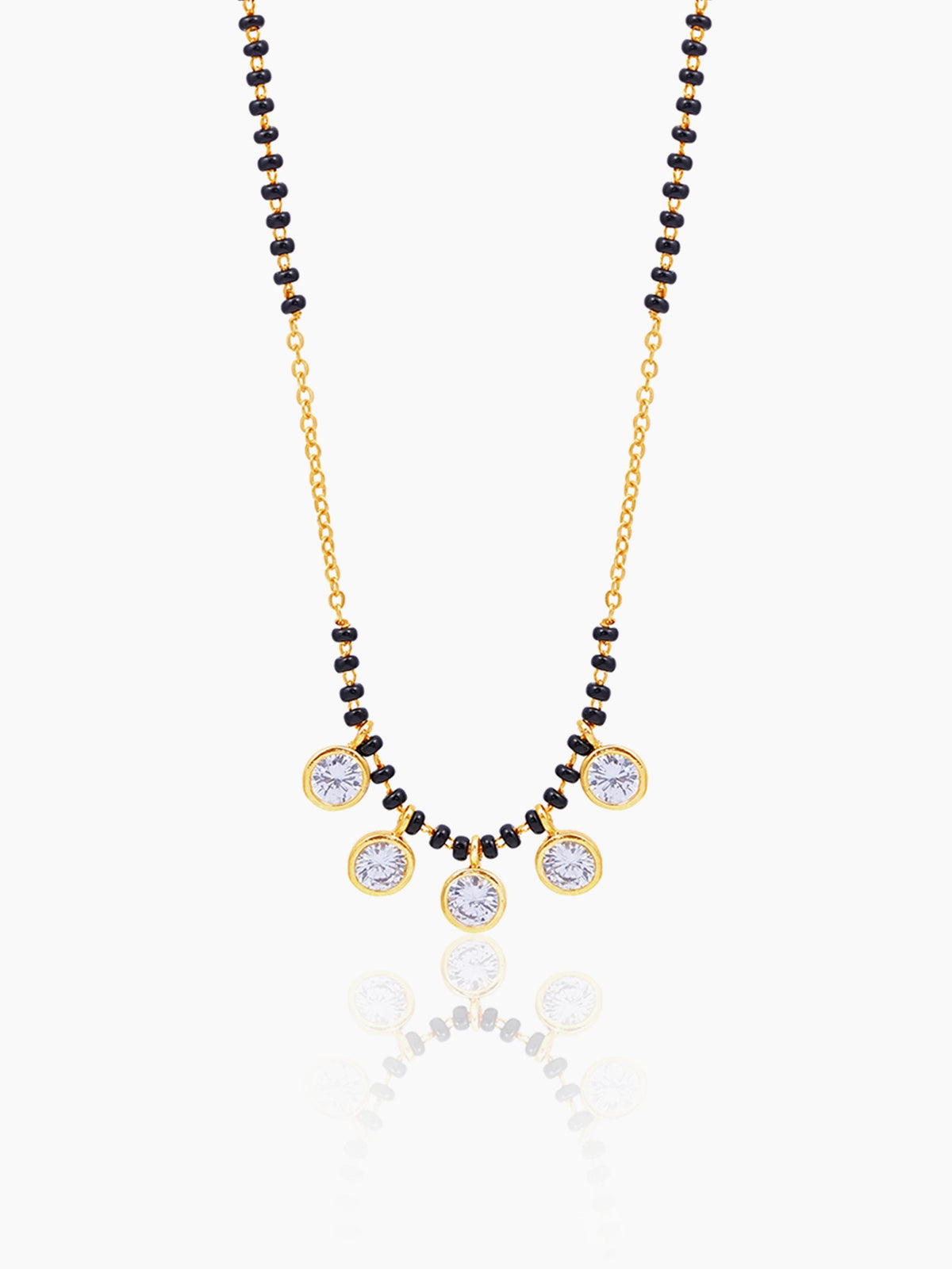 Niraya Five Dazzling Diamond Charms 18K Gold Plated Mangalsutra