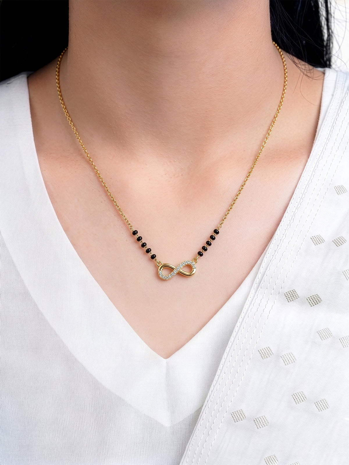 Nishi Infinity Charm 18K Gold Tone
Plated Diamond Mangalsutra