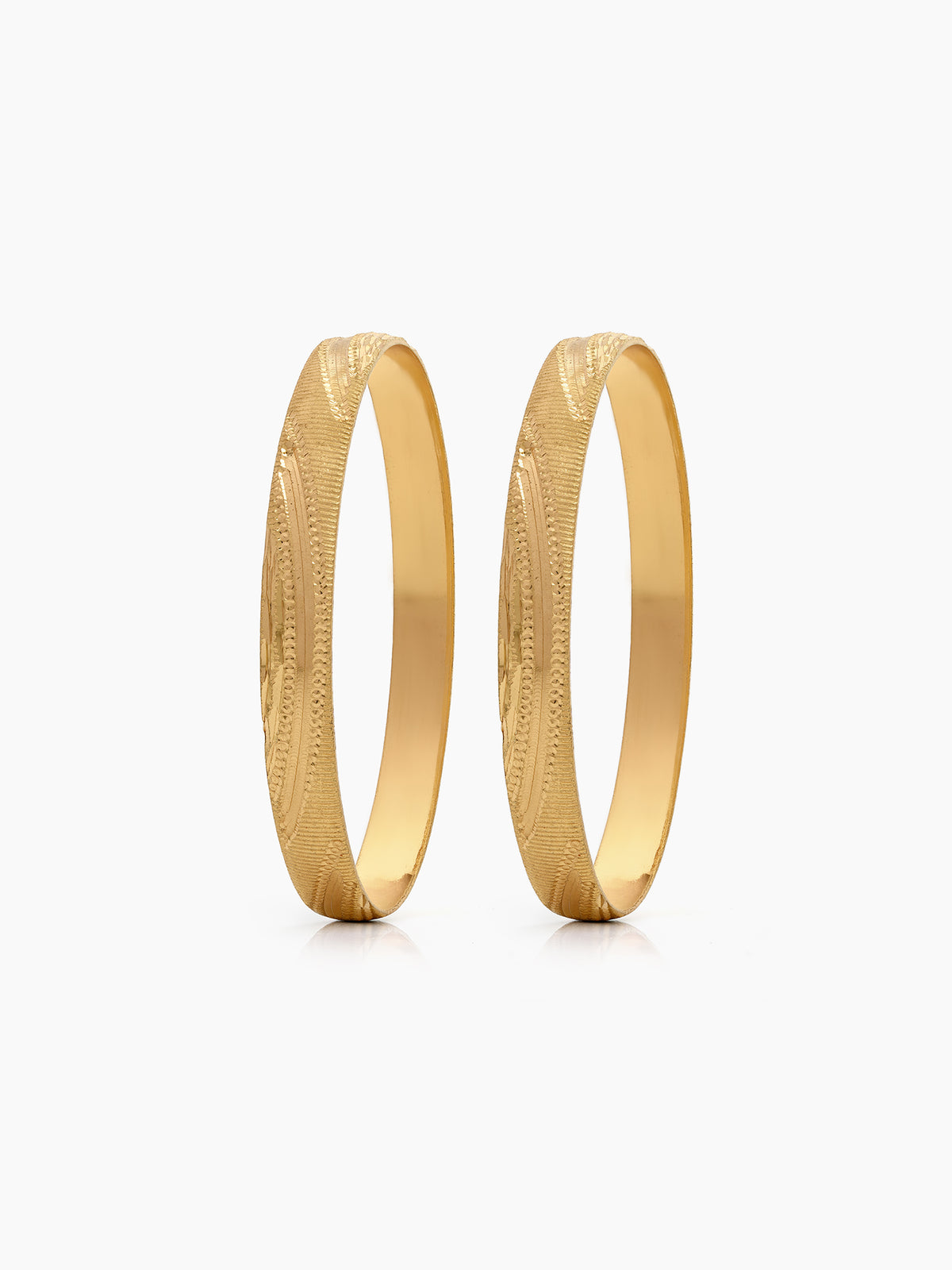 Pallavi Textured Gold 2/4 , 2/6, 2/8 Women's Bangles (Set Of 2)