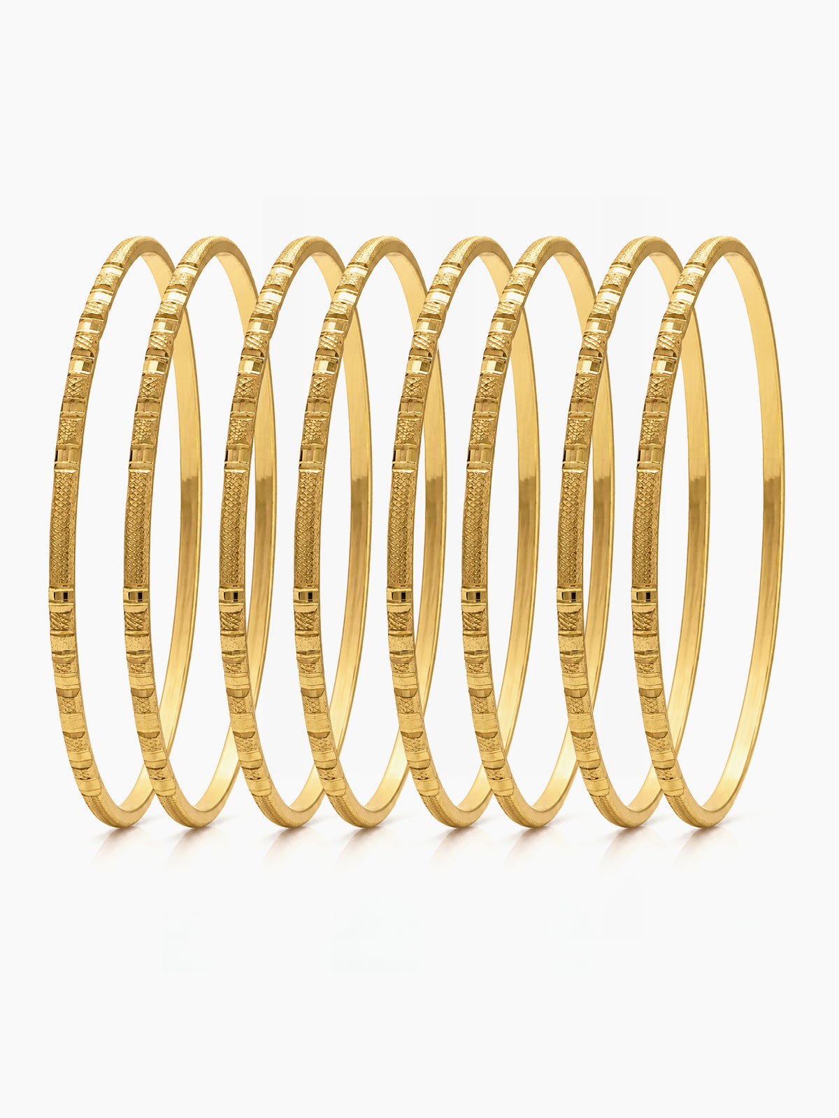 Pankti Textured Gold Set Of 8 Women's 2/4, 2/6, 2/8 Bangles