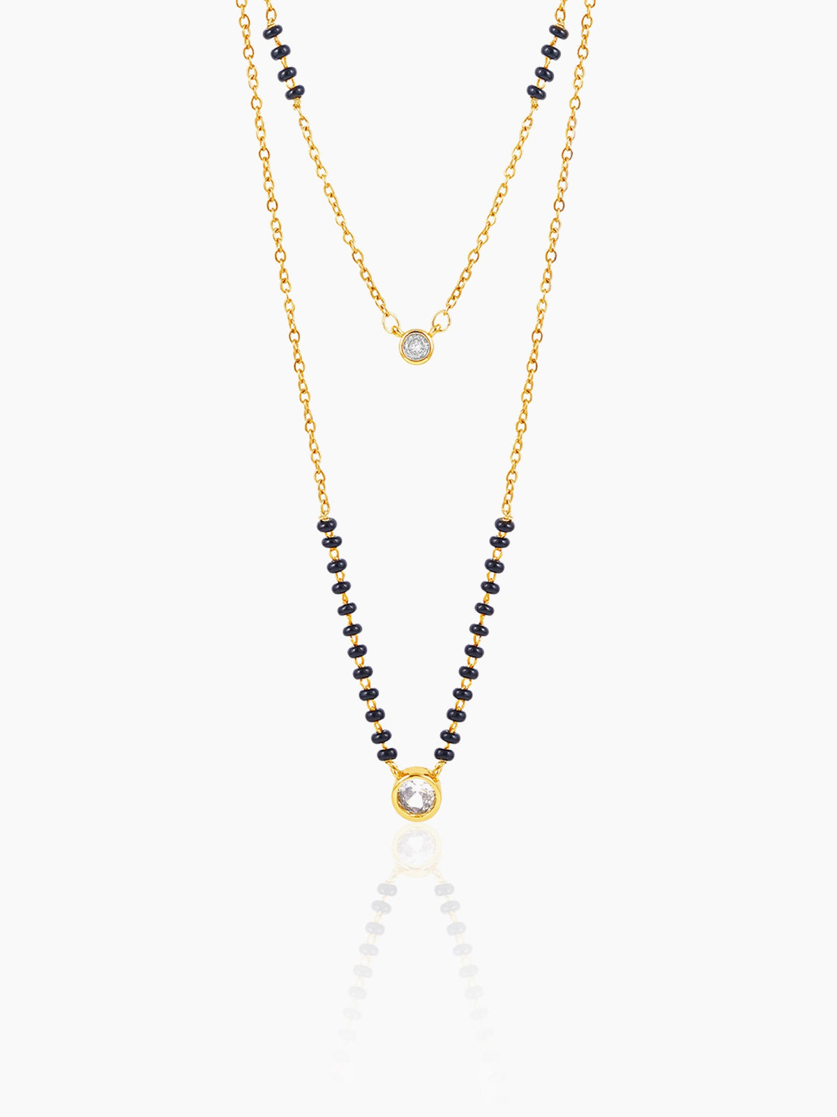 Quilla Dual Layered Diamond Stud 18K Gold Plated Mangalsutra