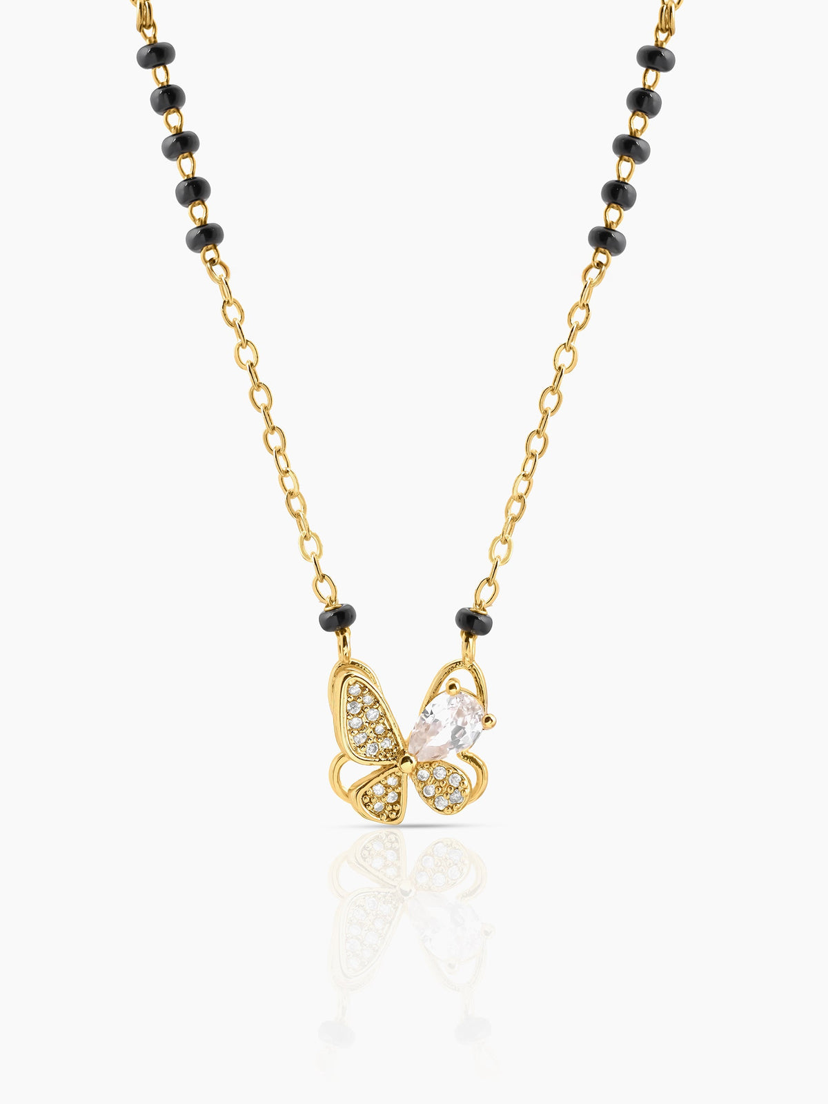 Ridhima Butterfly Diamond 18K Gold Plated Pendant Mangalsutra