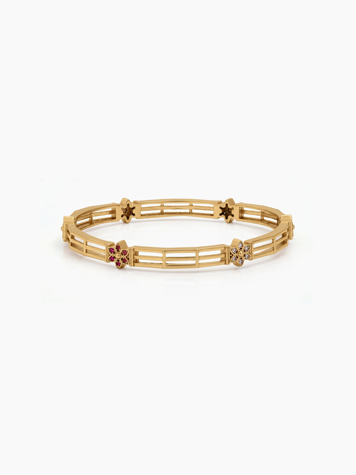 Ruchika Floral Bar Gold Set Of 2 Women's 2/4, 2/6, 2/8 Bangles