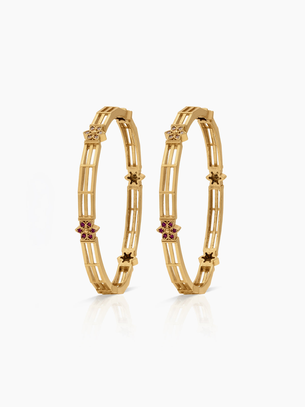 Ruchika Floral Bar Gold Set Of 2 Women's 2/4, 2/6, 2/8 Bangles