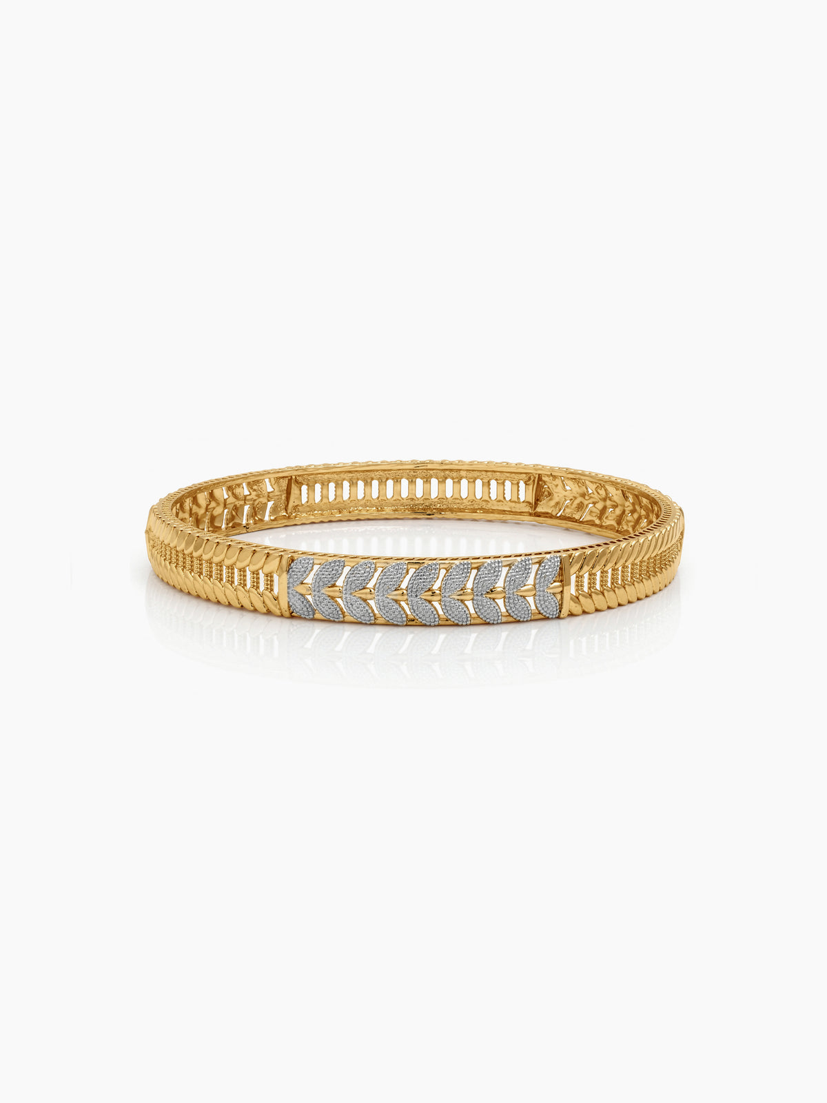 Rutvi Diamond Leaf Gold Set Of 2 Women's 2/4, 2/6, 2/8 Bangles