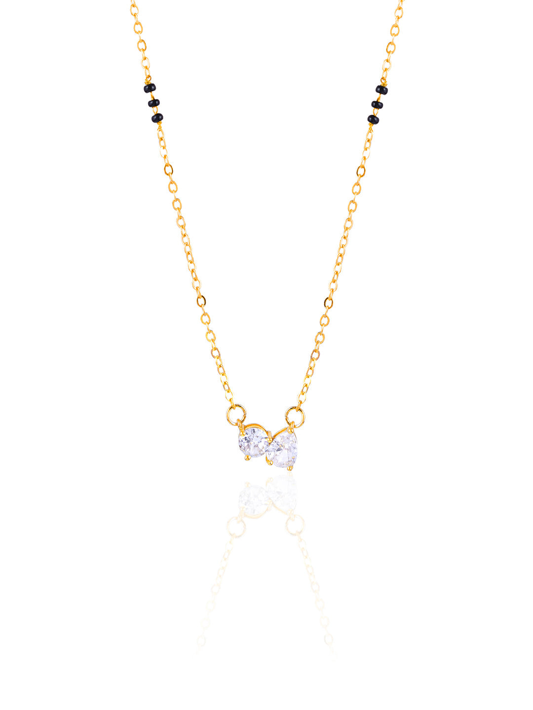 Saanvi Dual Diamond Solitaire 18K Gold Plated Mangalsutra